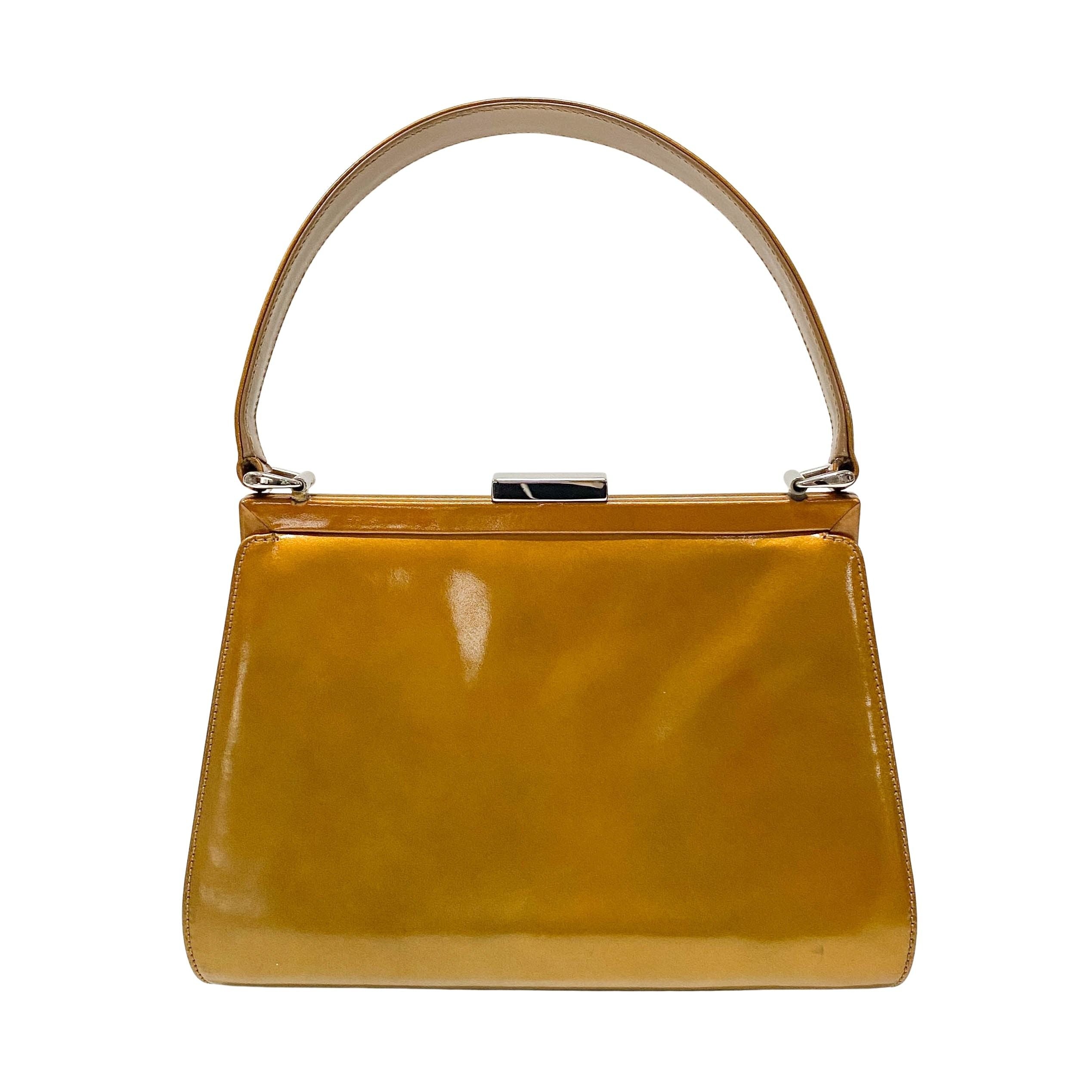 Golden Coated Canvas Shoulder Bag