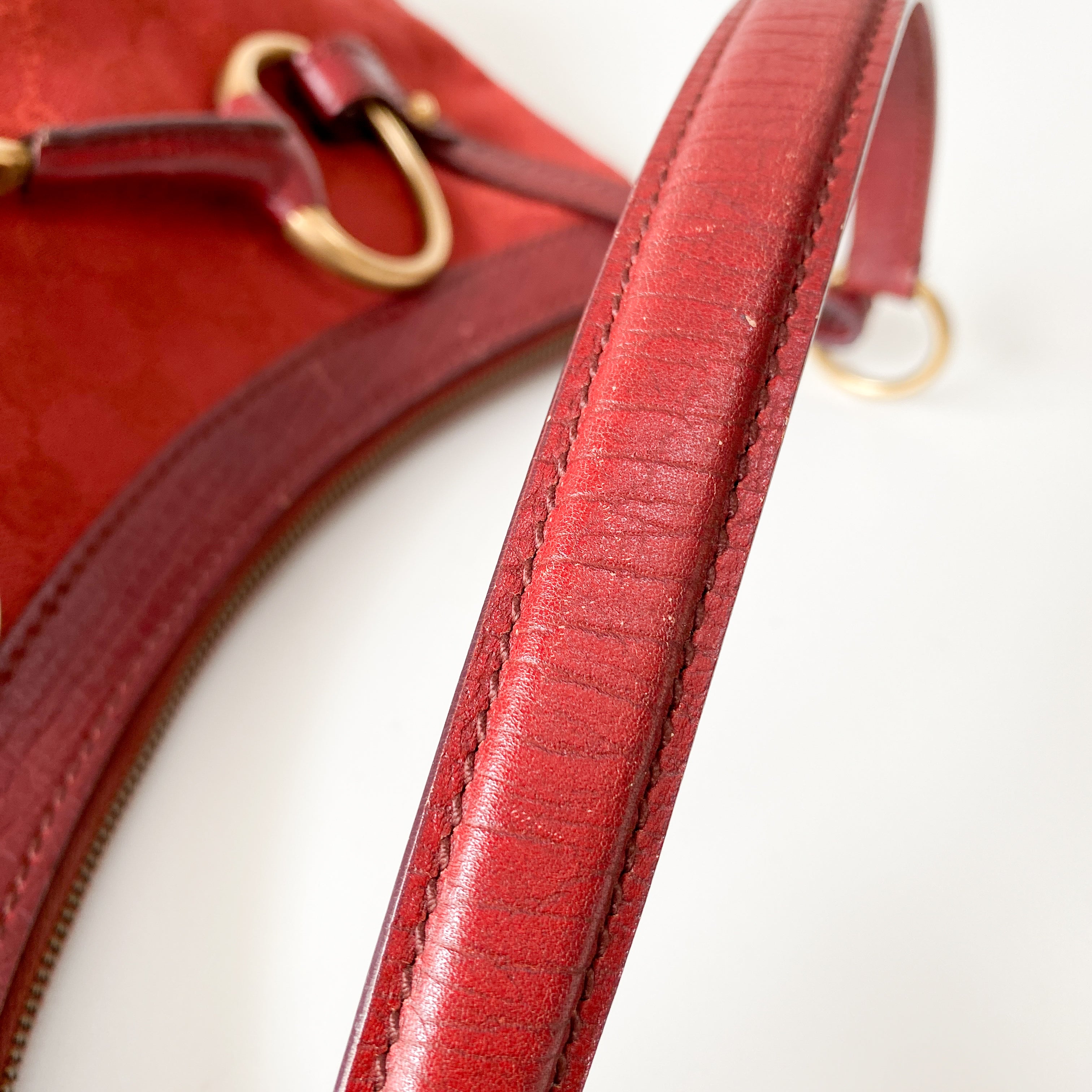 Horsebit GG Canvas Red Shoulder Bag