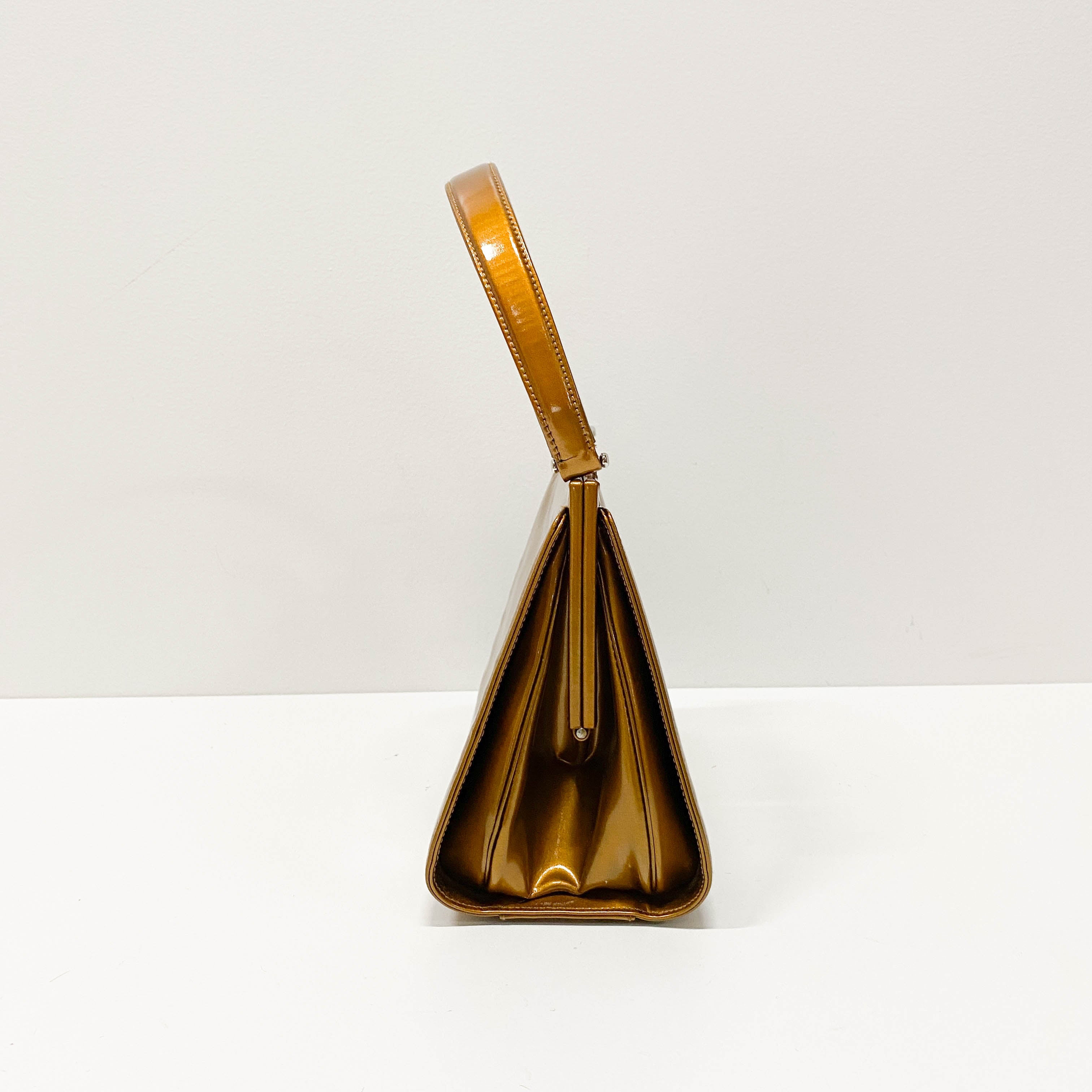 Golden Coated Canvas Shoulder Bag