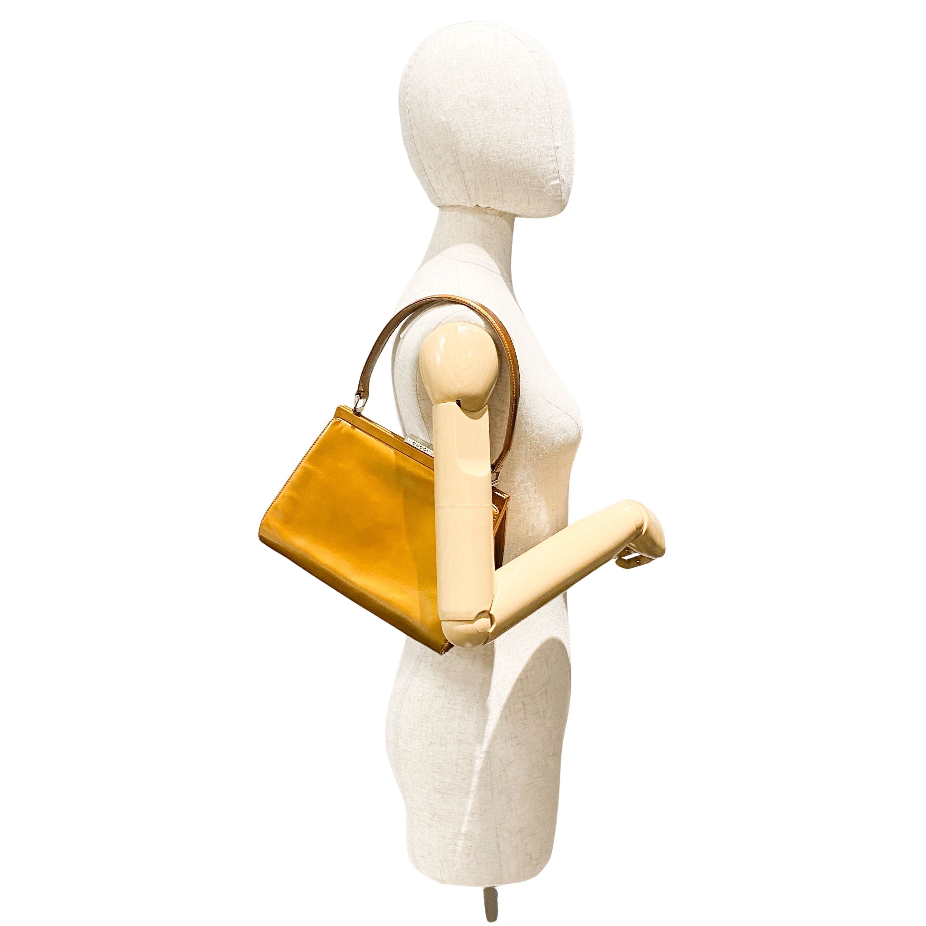 Golden Coated Canvas Shoulder Bag