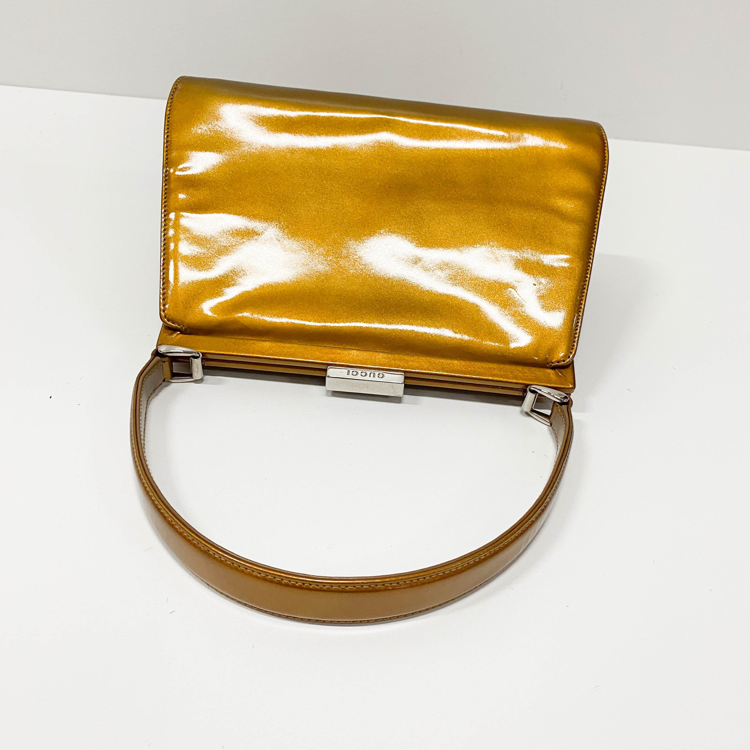 Golden Coated Canvas Shoulder Bag