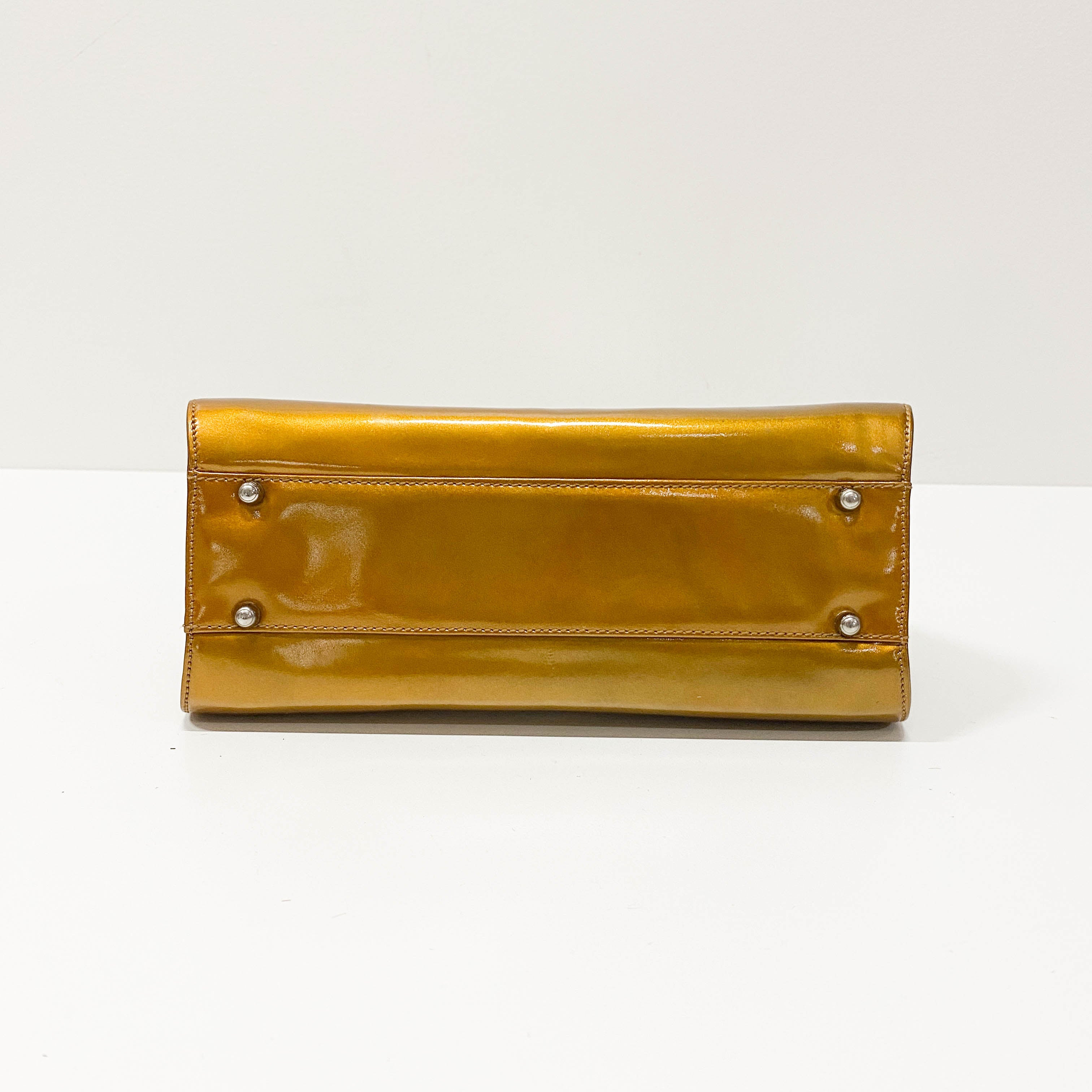 Golden Coated Canvas Shoulder Bag