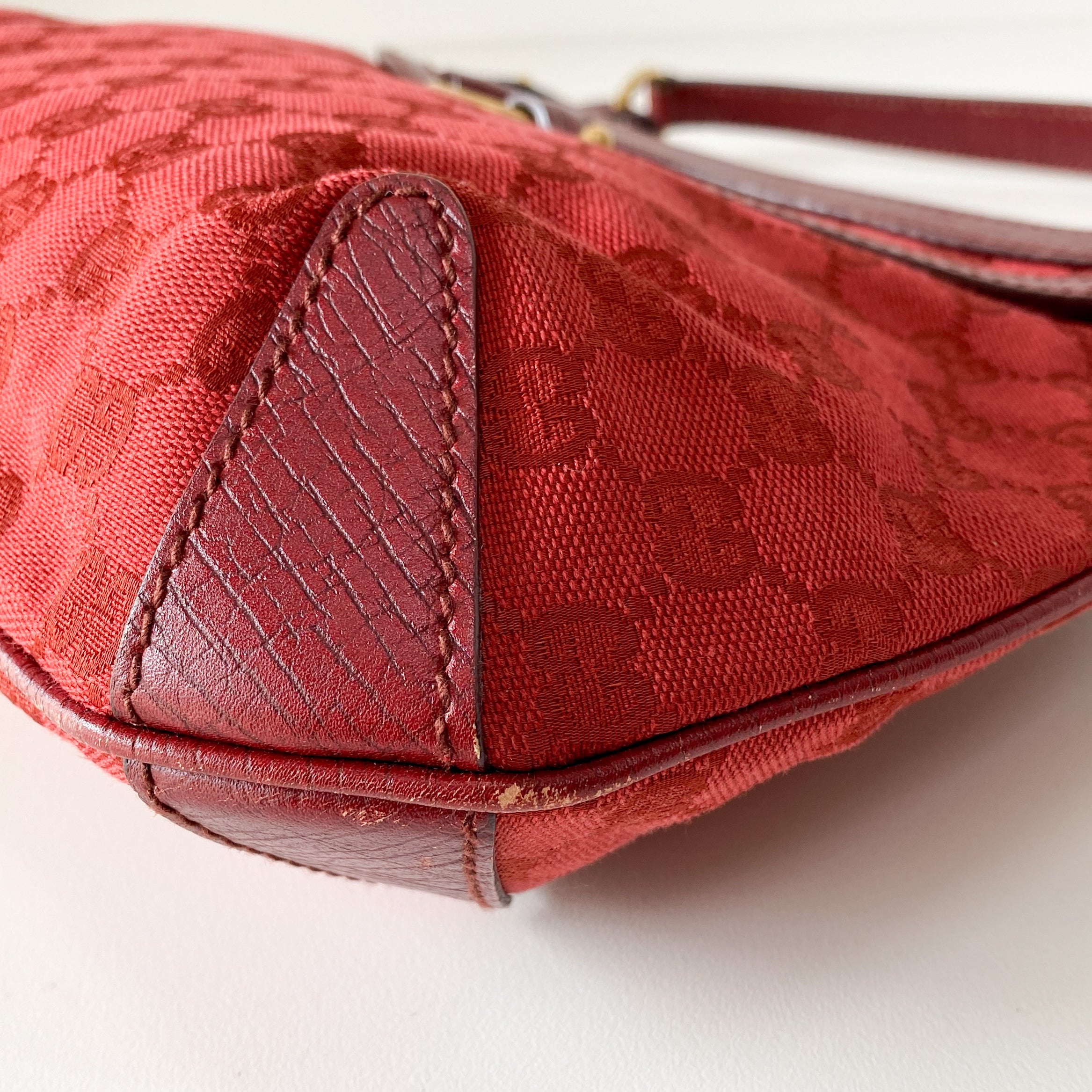 Horsebit GG Canvas Red Shoulder Bag