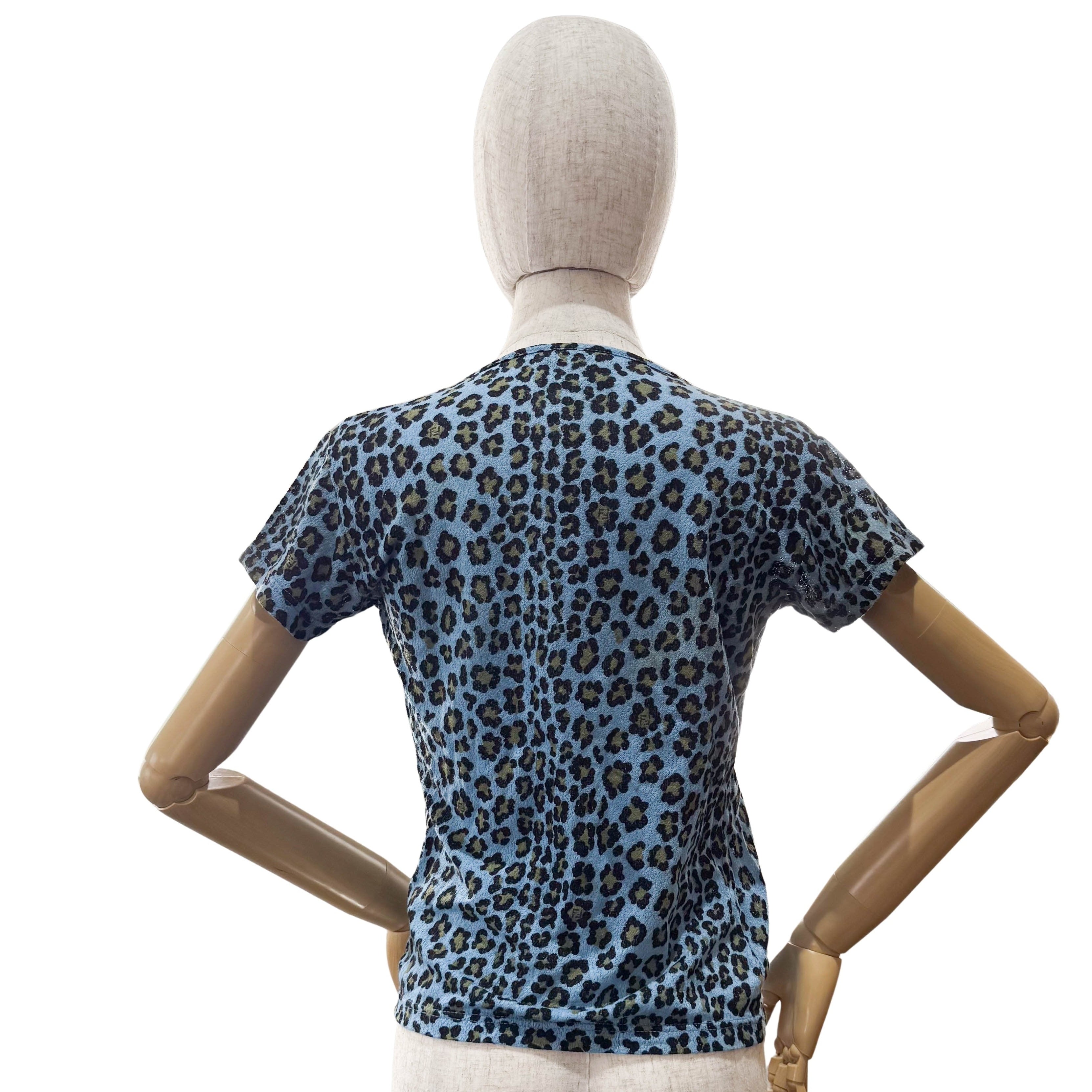 Vintage Cotton T-Shirt with Leopard Print Size 38