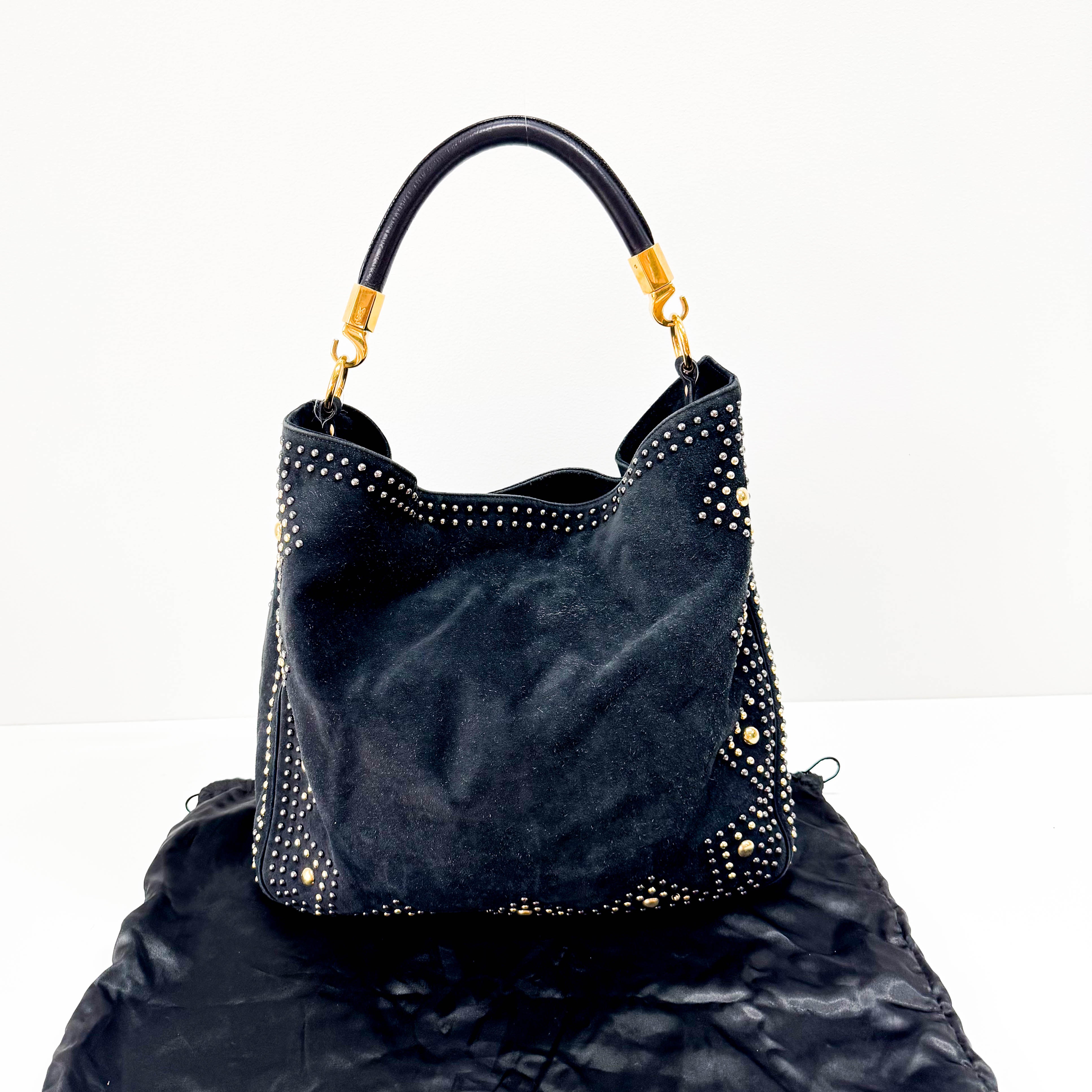 Vintage Studs Black Shoulder Bag