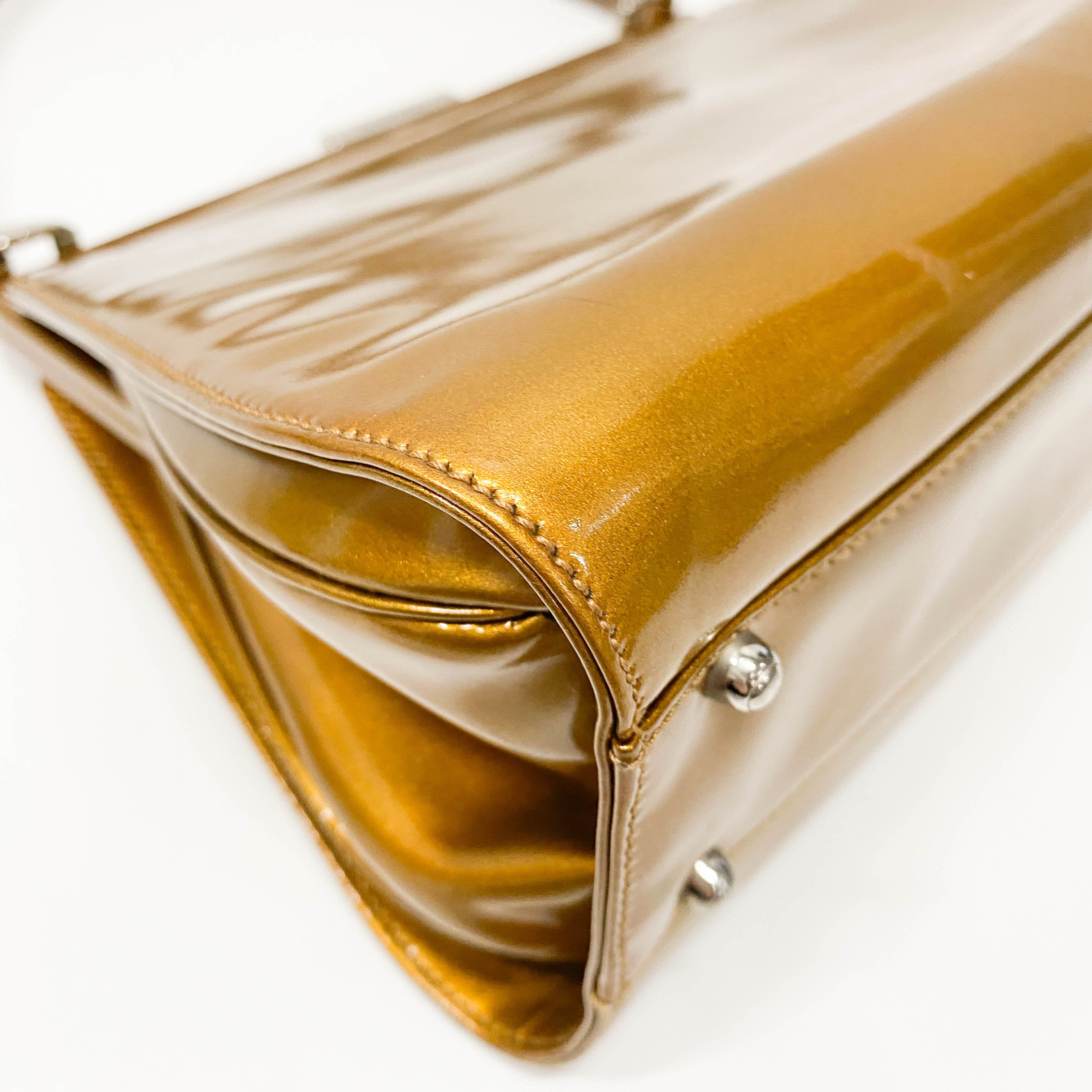 Golden Coated Canvas Shoulder Bag