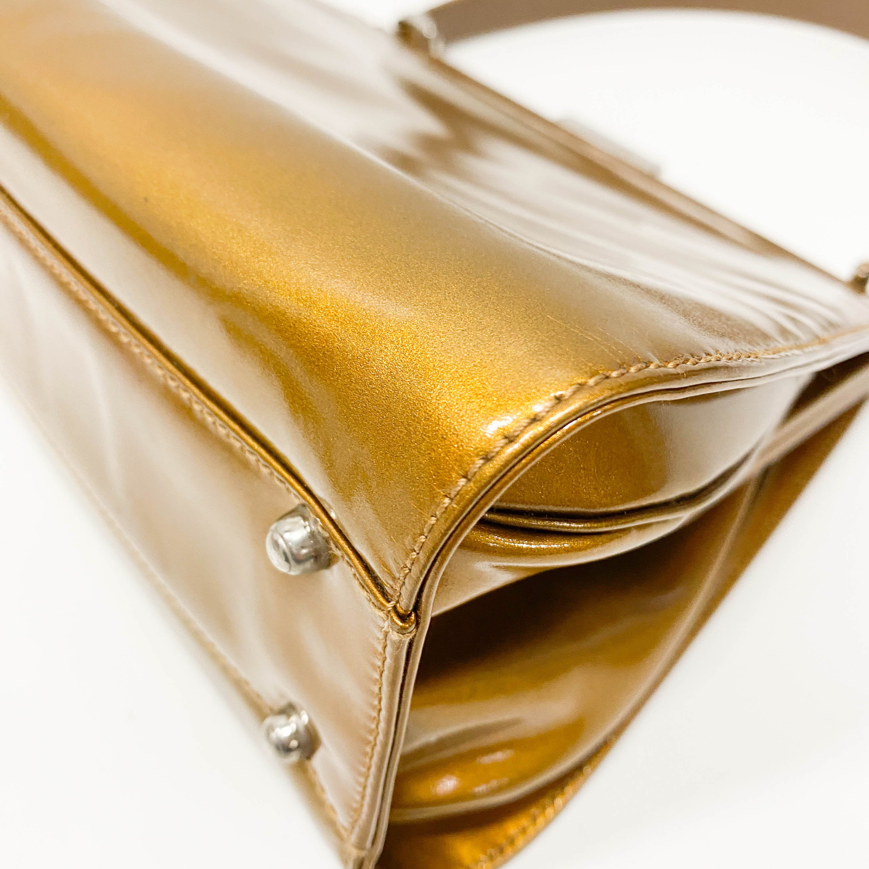 Golden Coated Canvas Shoulder Bag