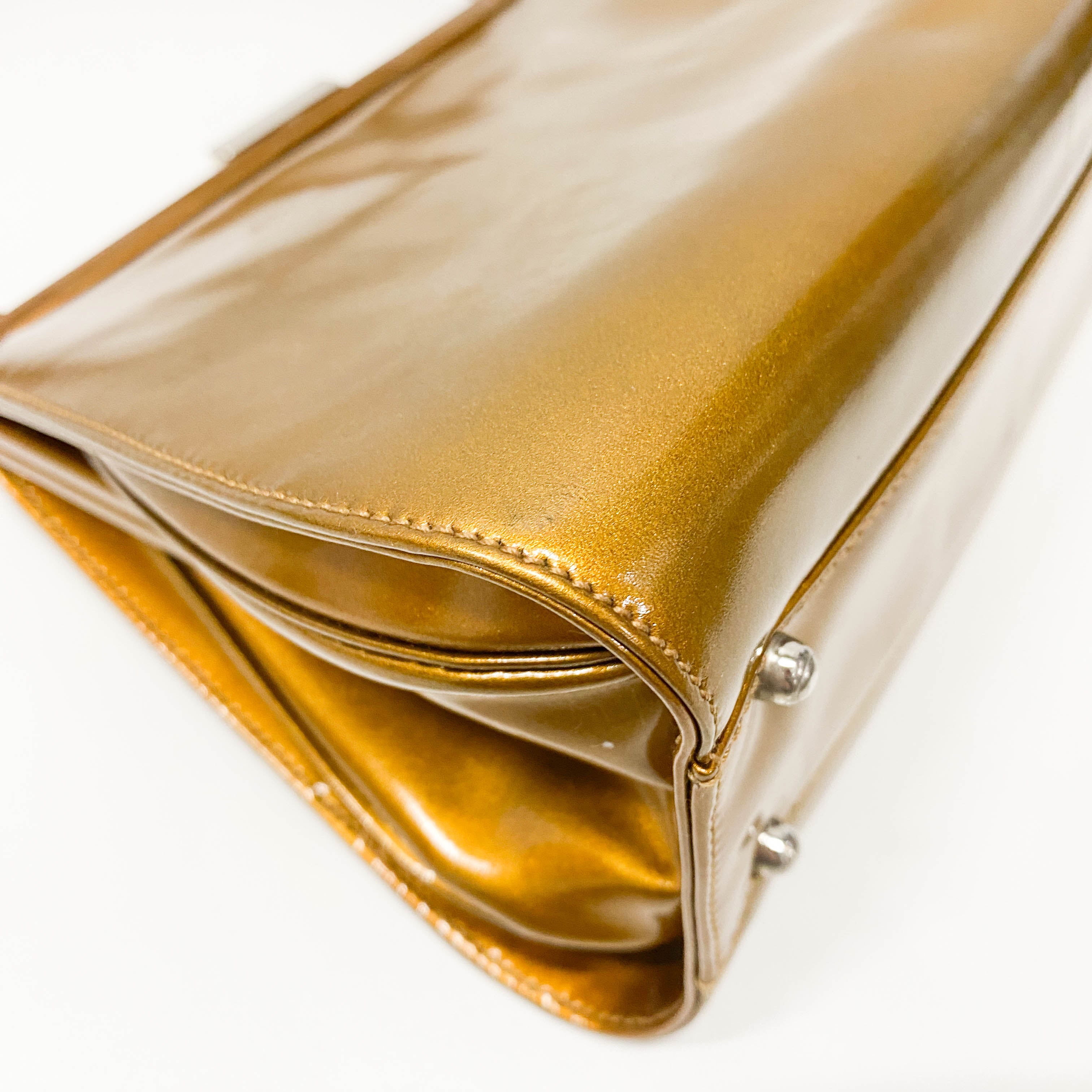 Golden Coated Canvas Shoulder Bag