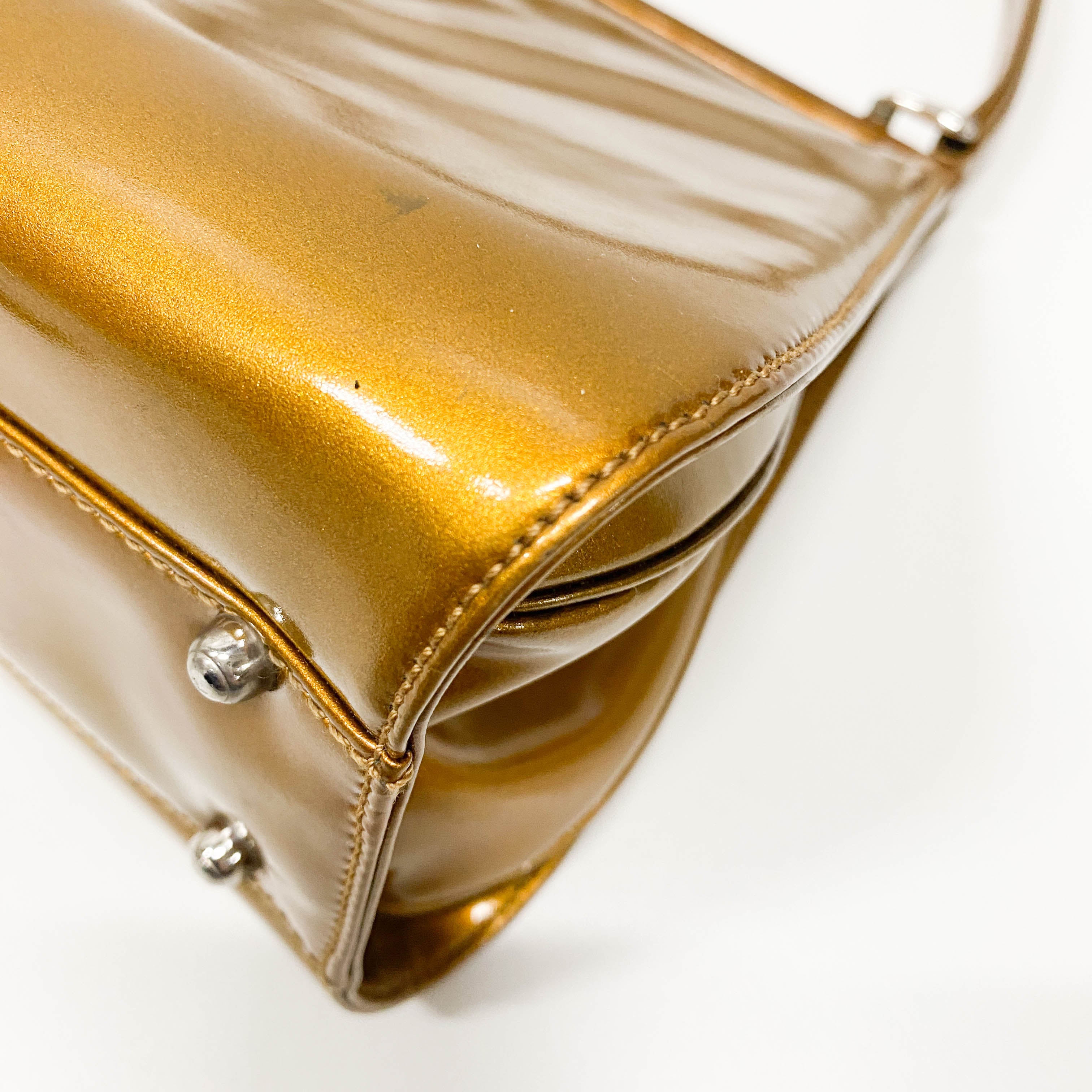 Golden Coated Canvas Shoulder Bag