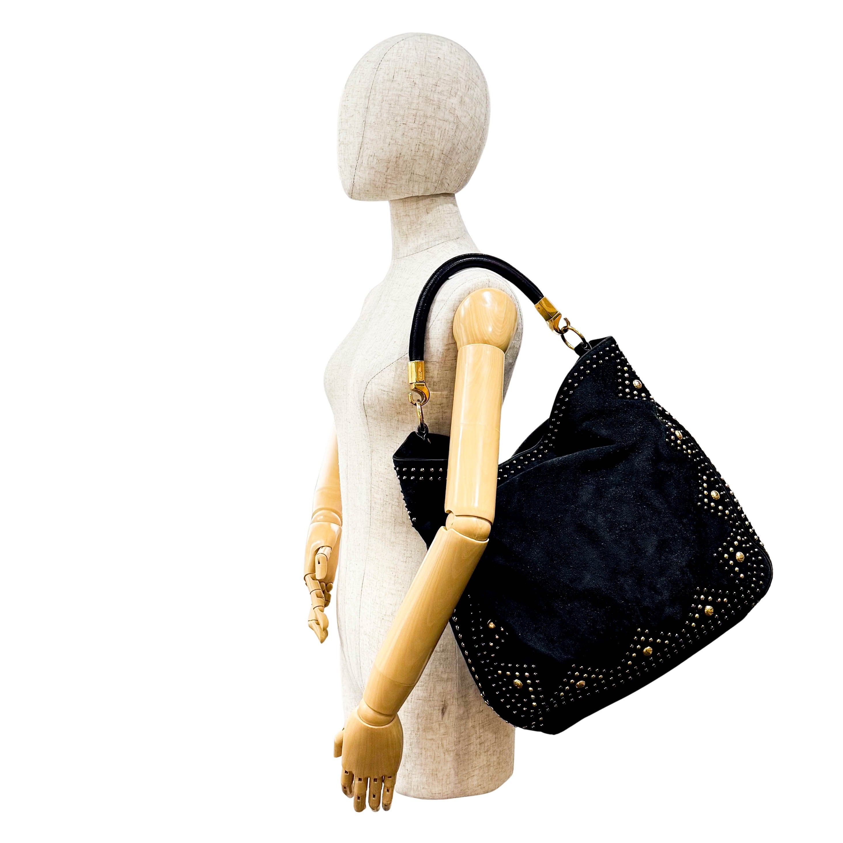 Vintage Studs Black Shoulder Bag