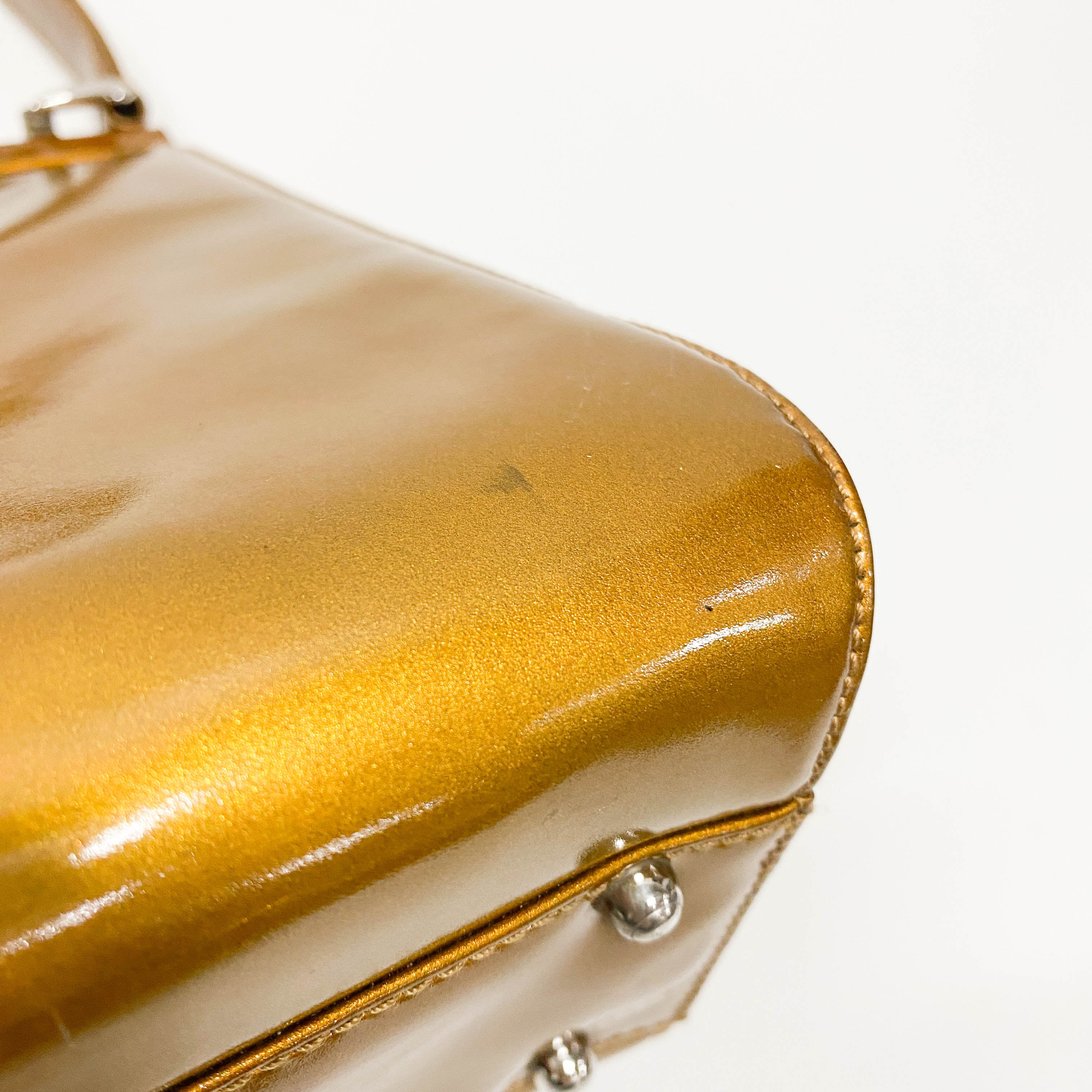 Golden Coated Canvas Shoulder Bag