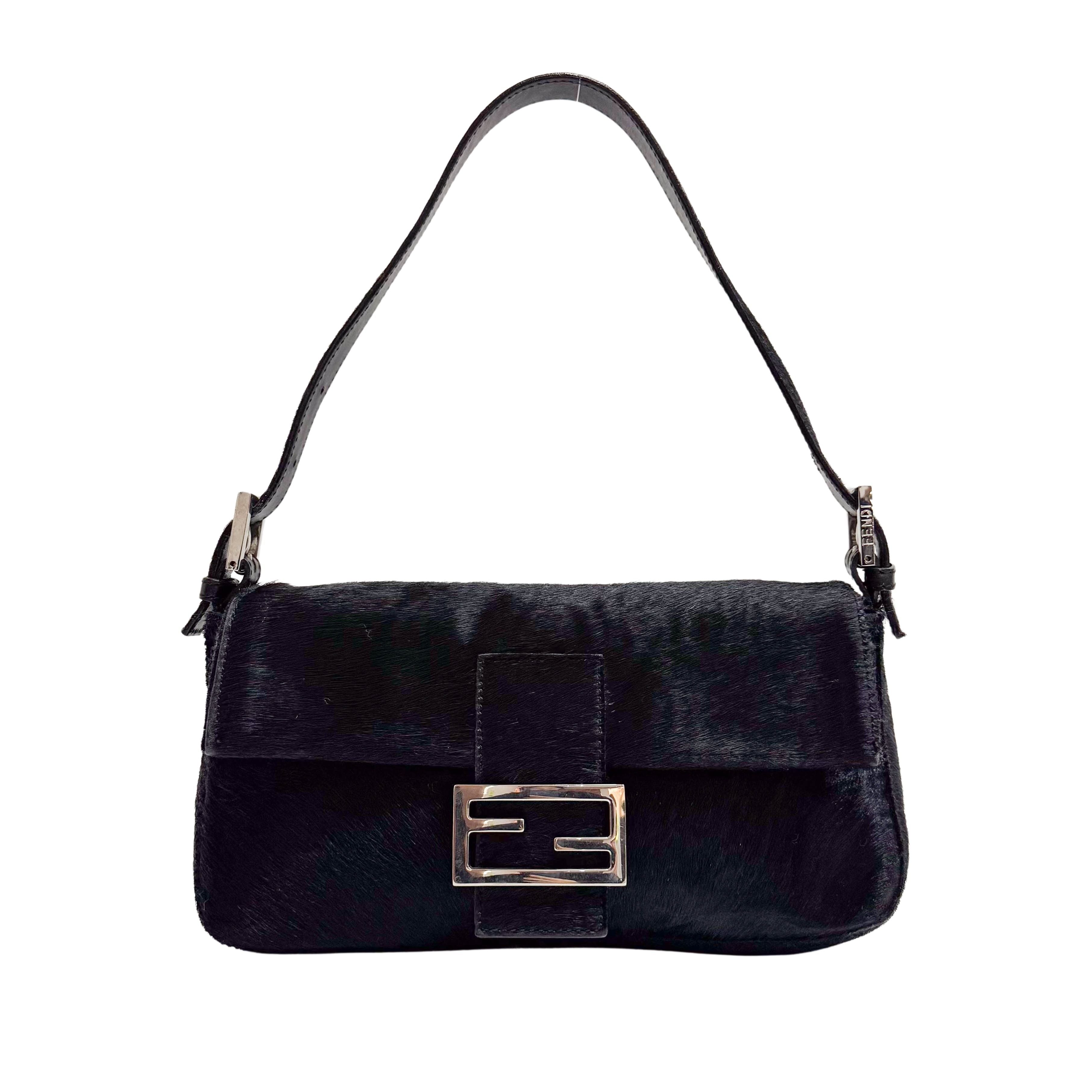 Baguette Black Pony Hair Shoulder Bag