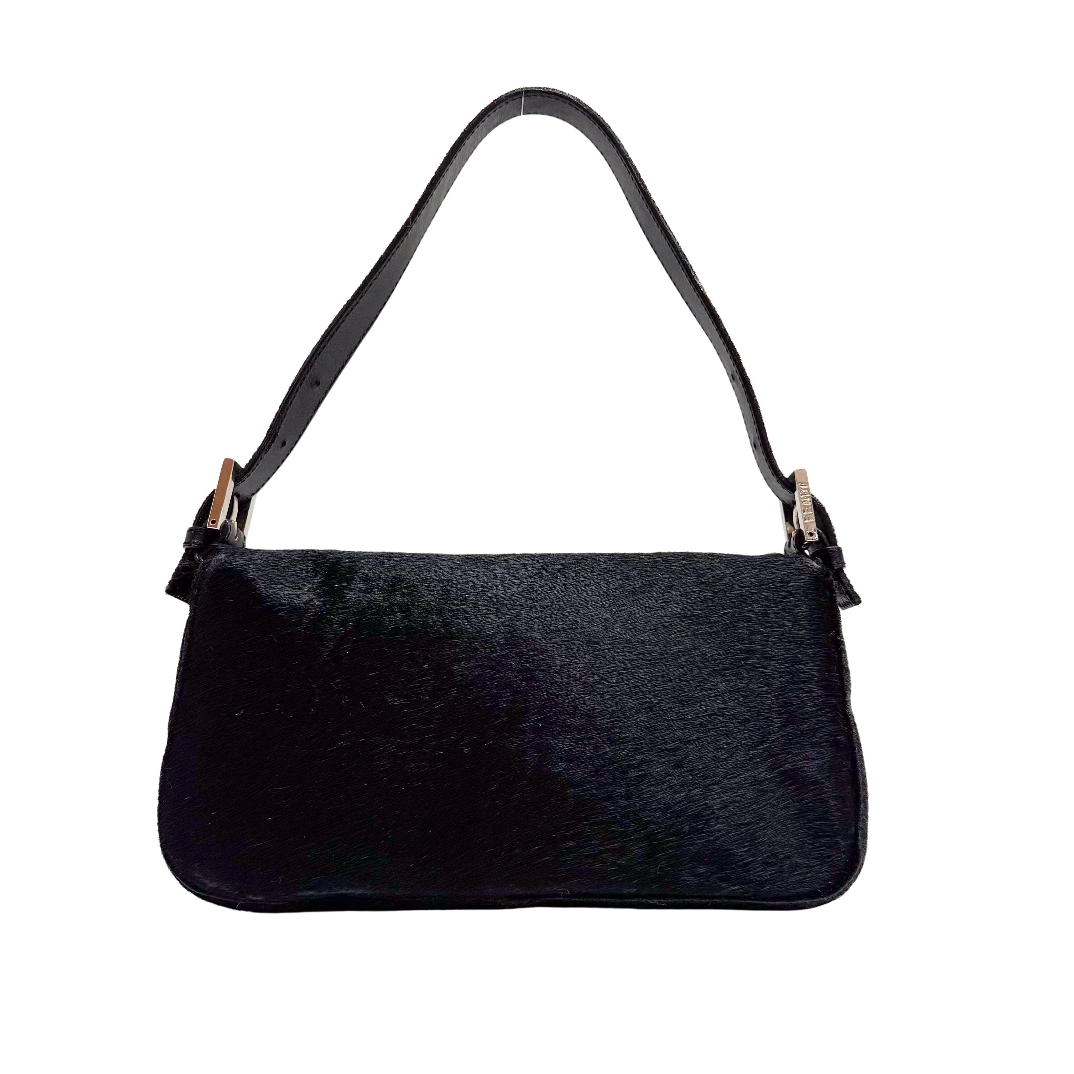 Baguette Black Pony Hair Shoulder Bag