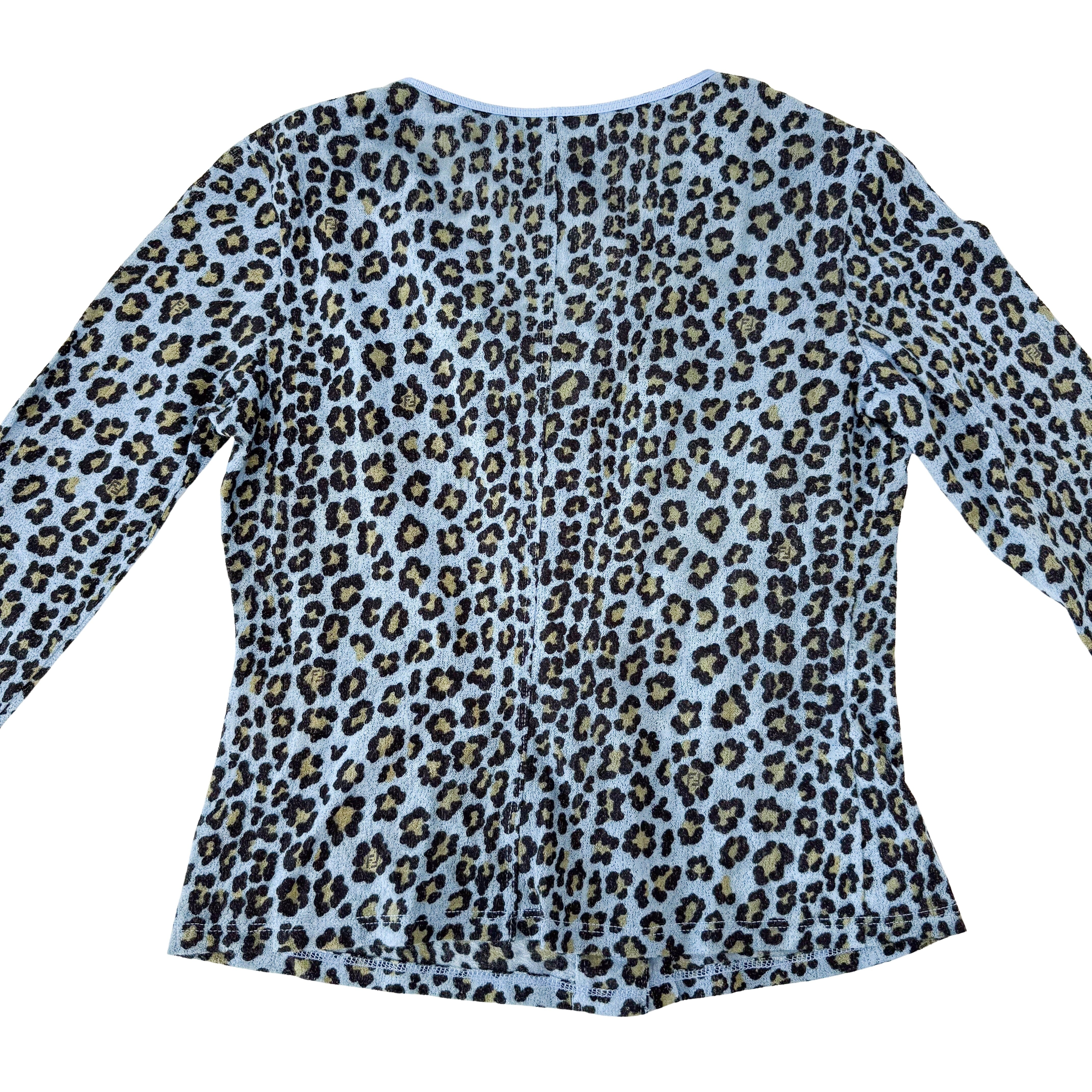 Vintage Cotton Knit with Blue Leopard Print SIZE 38