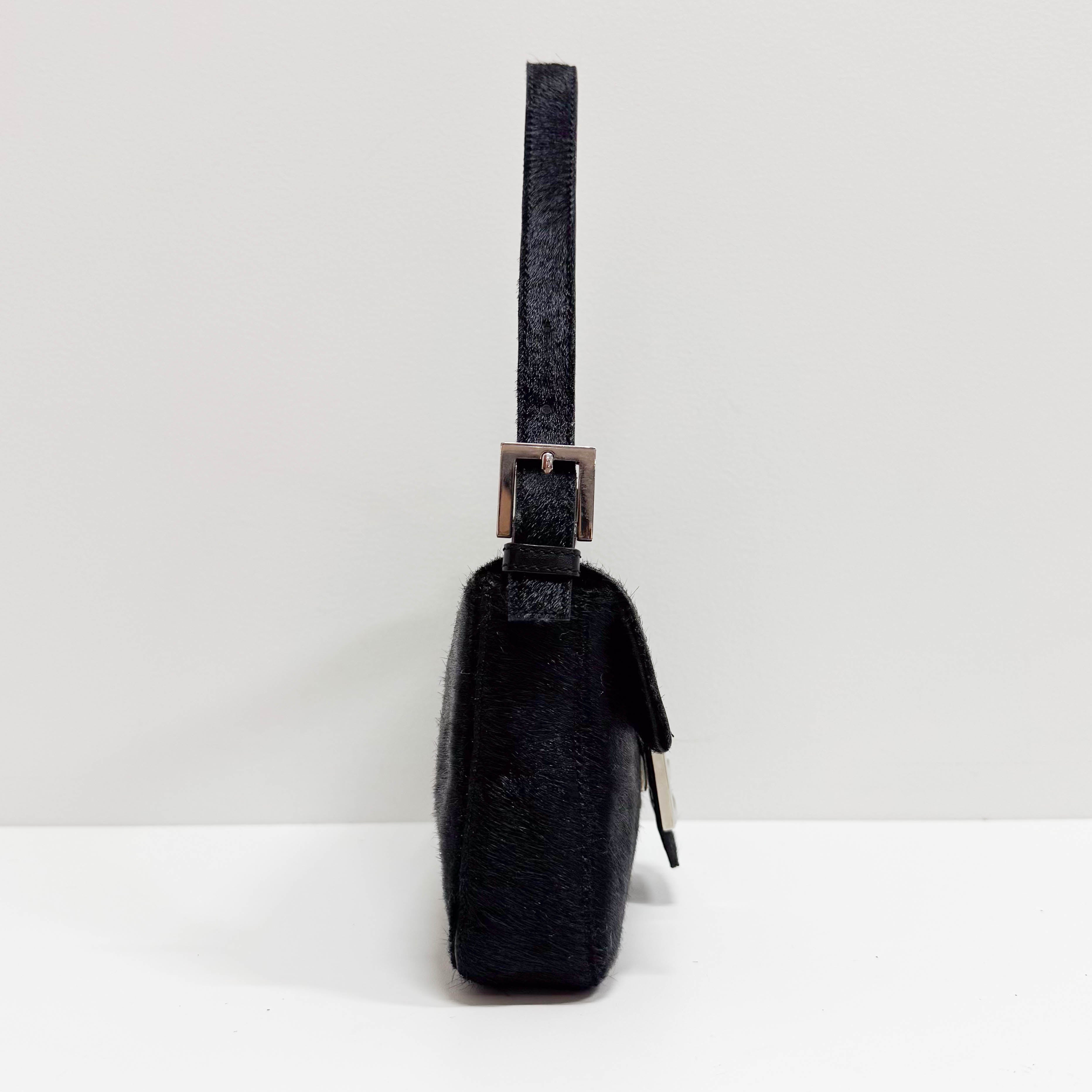 Baguette Black Pony Hair Shoulder Bag