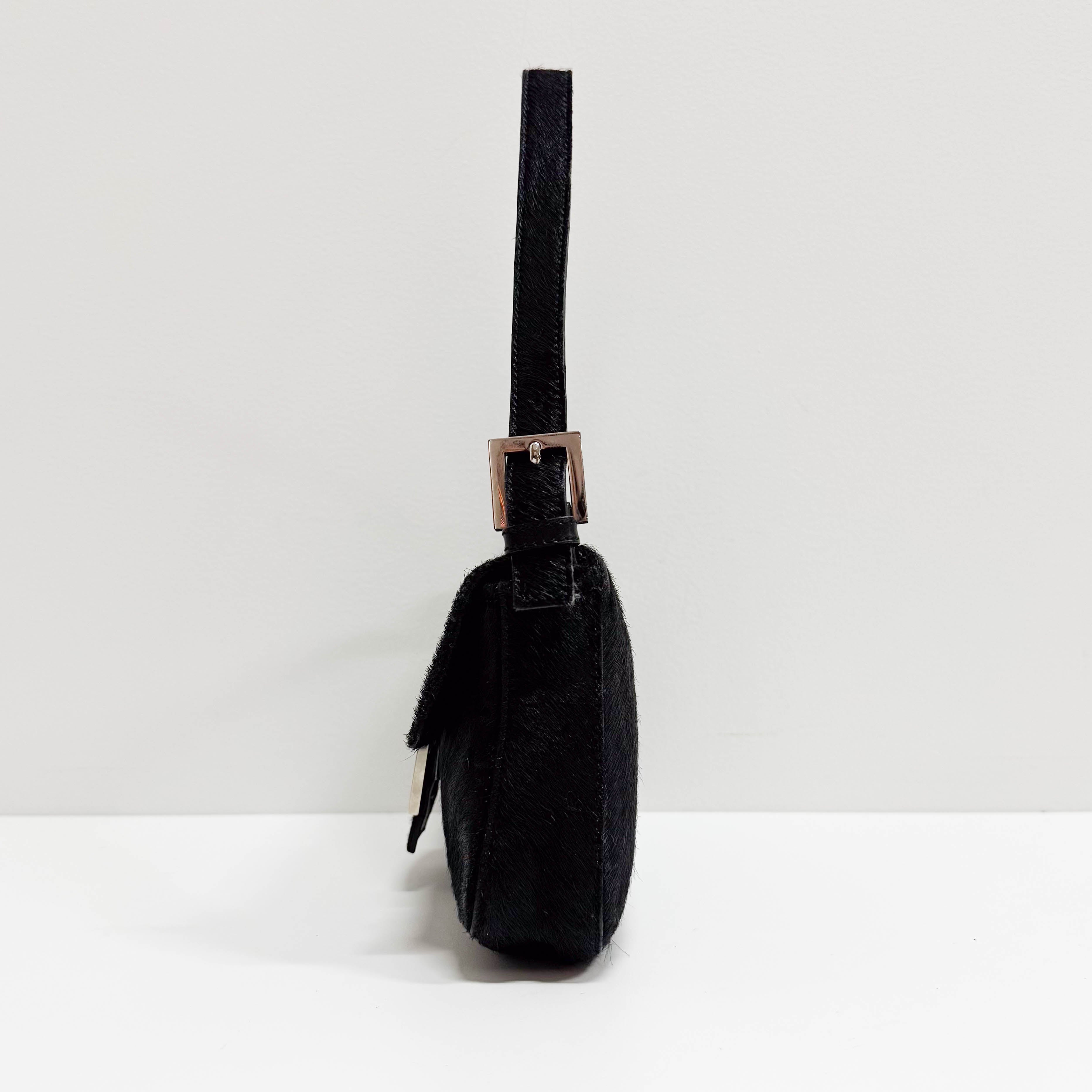 Baguette Black Pony Hair Shoulder Bag