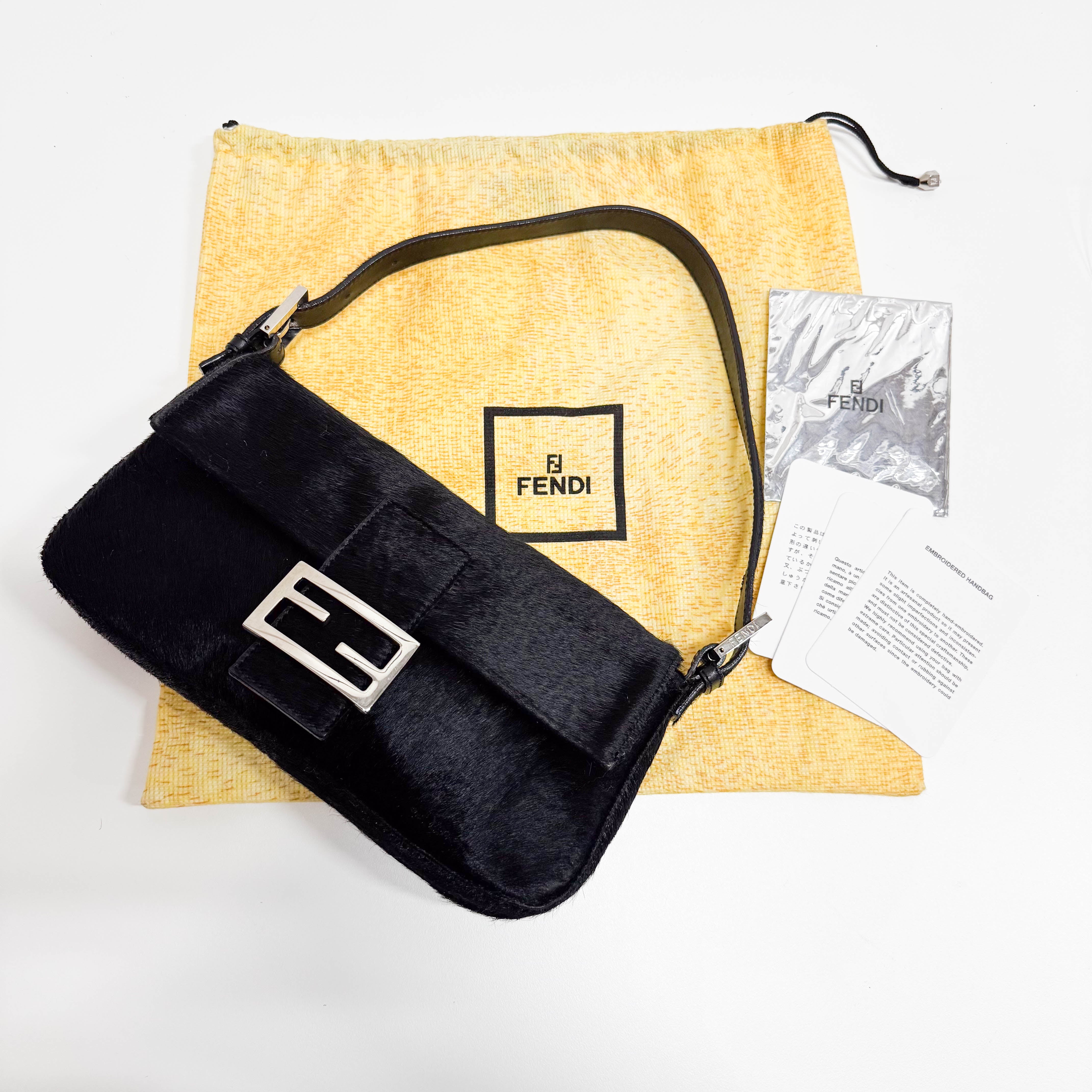 Baguette Black Pony Hair Shoulder Bag