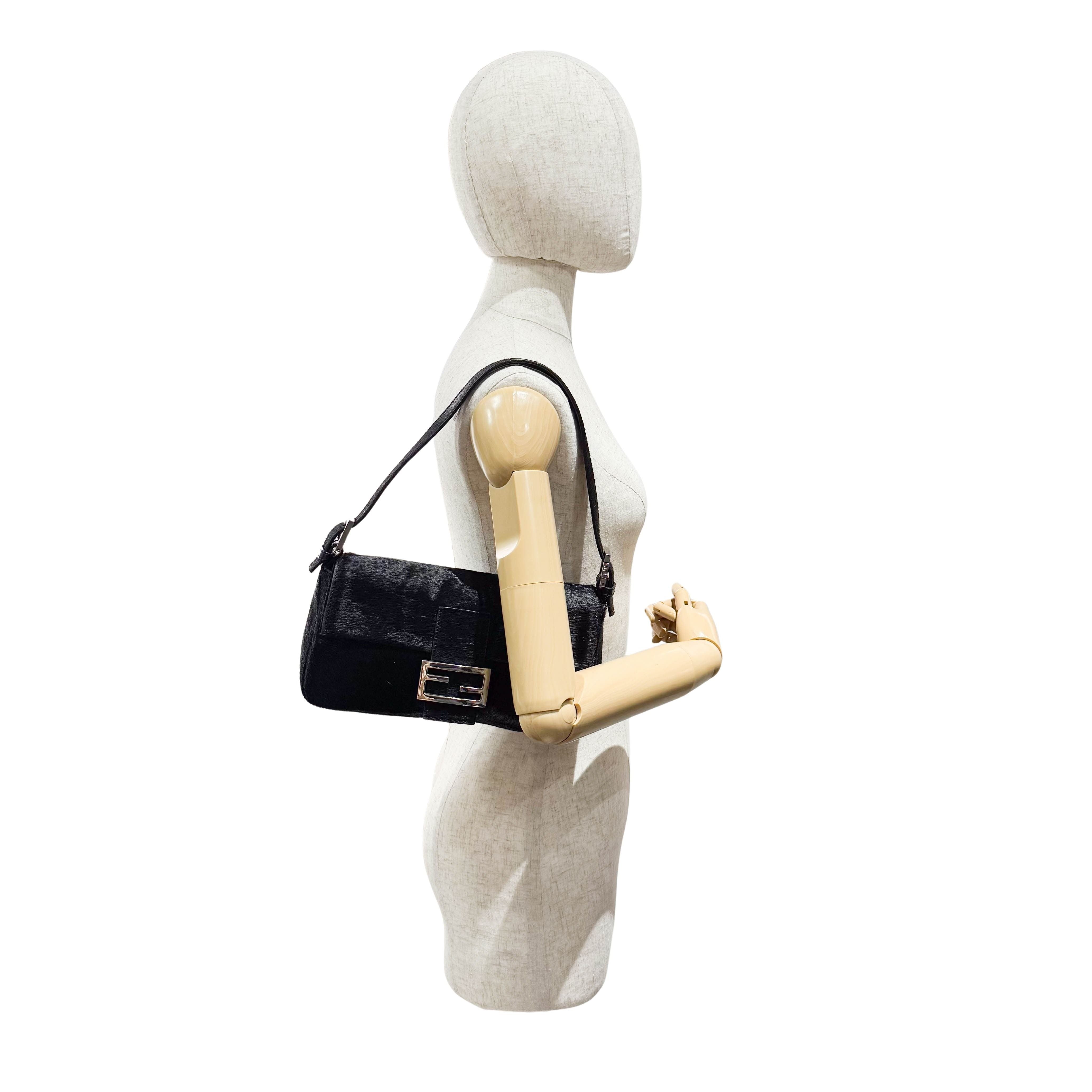 Baguette Black Pony Hair Shoulder Bag