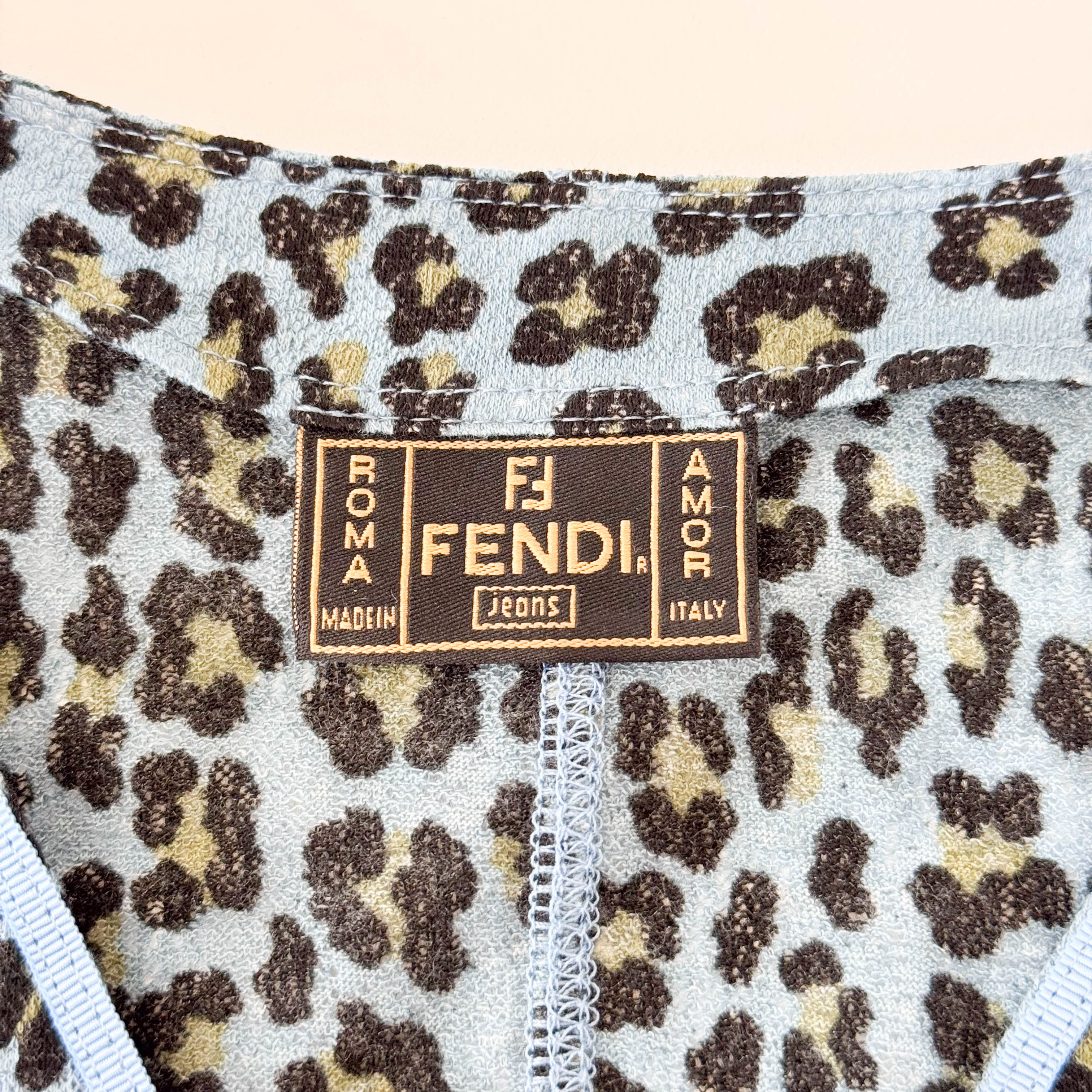 Vintage Cotton Knit with Blue Leopard Print SIZE 38