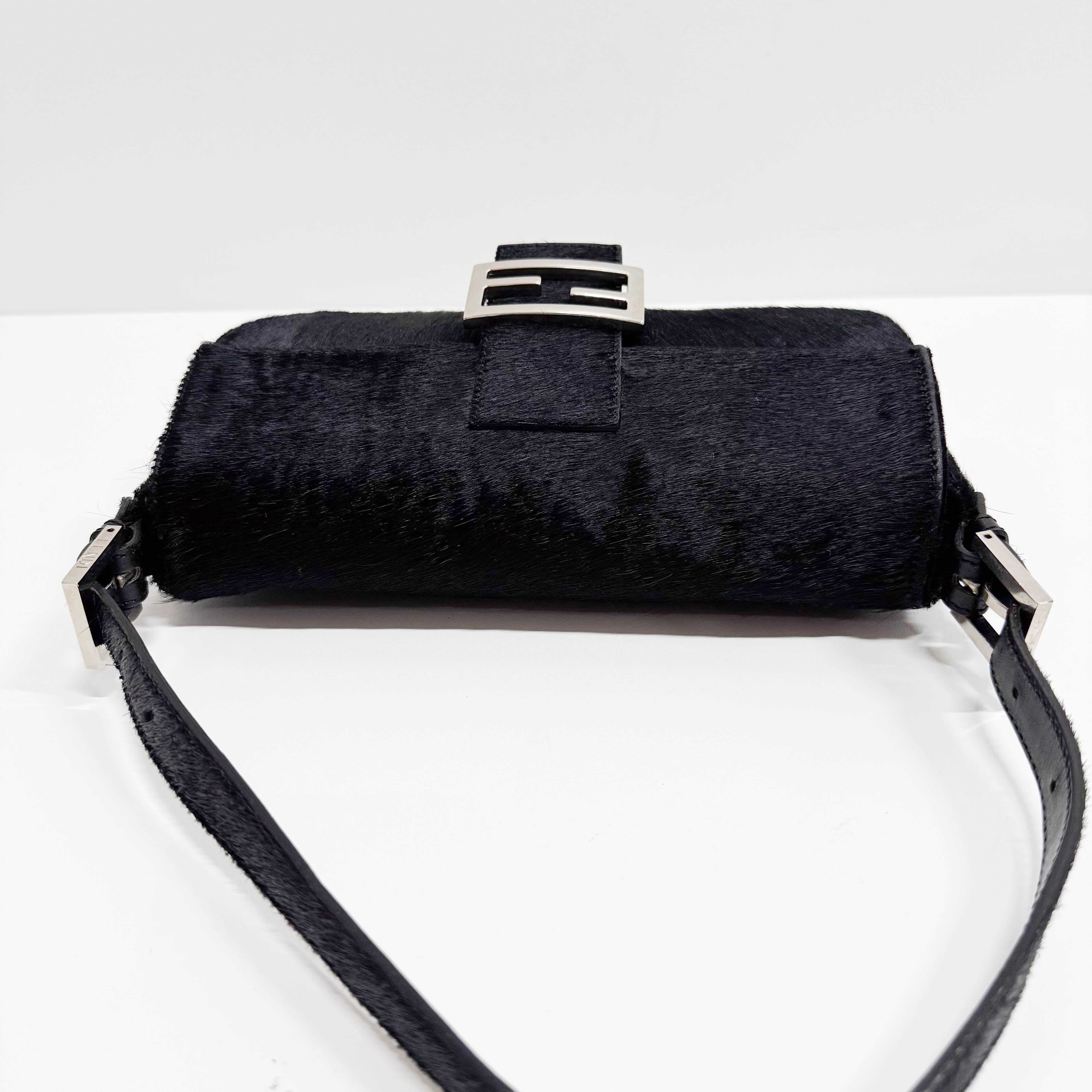Baguette Black Pony Hair Shoulder Bag