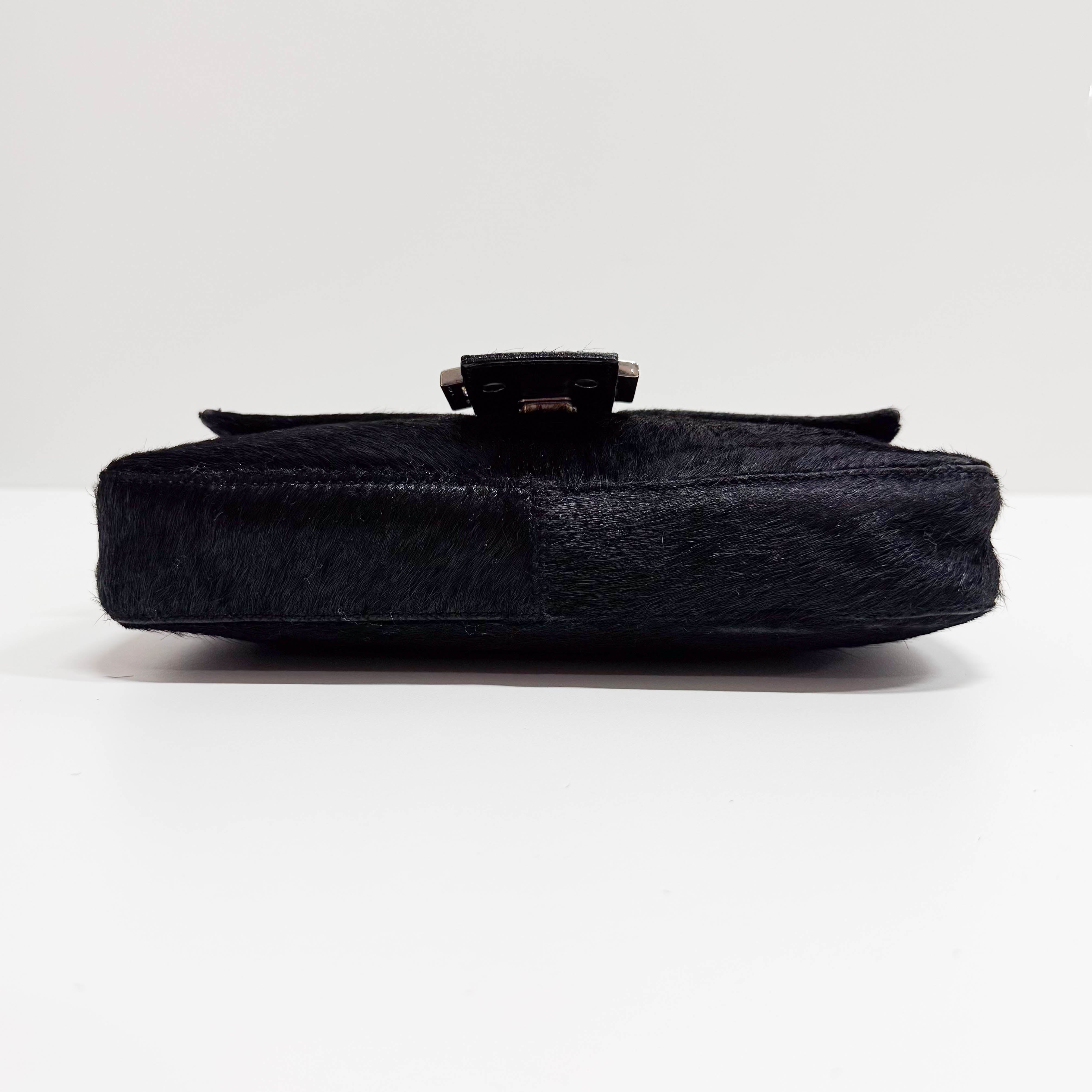 Baguette Black Pony Hair Shoulder Bag