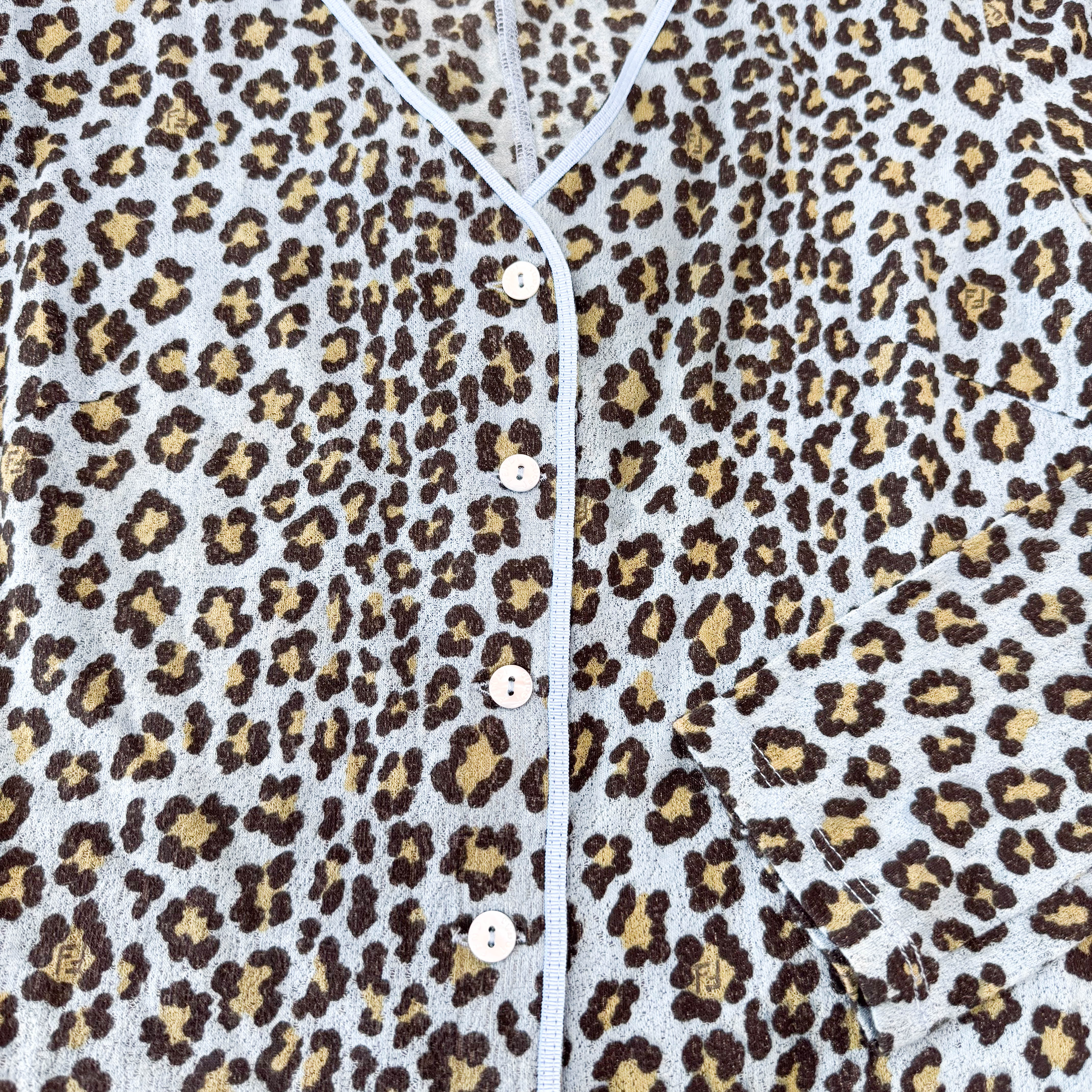 Vintage Cotton Knit with Blue Leopard Print SIZE 38