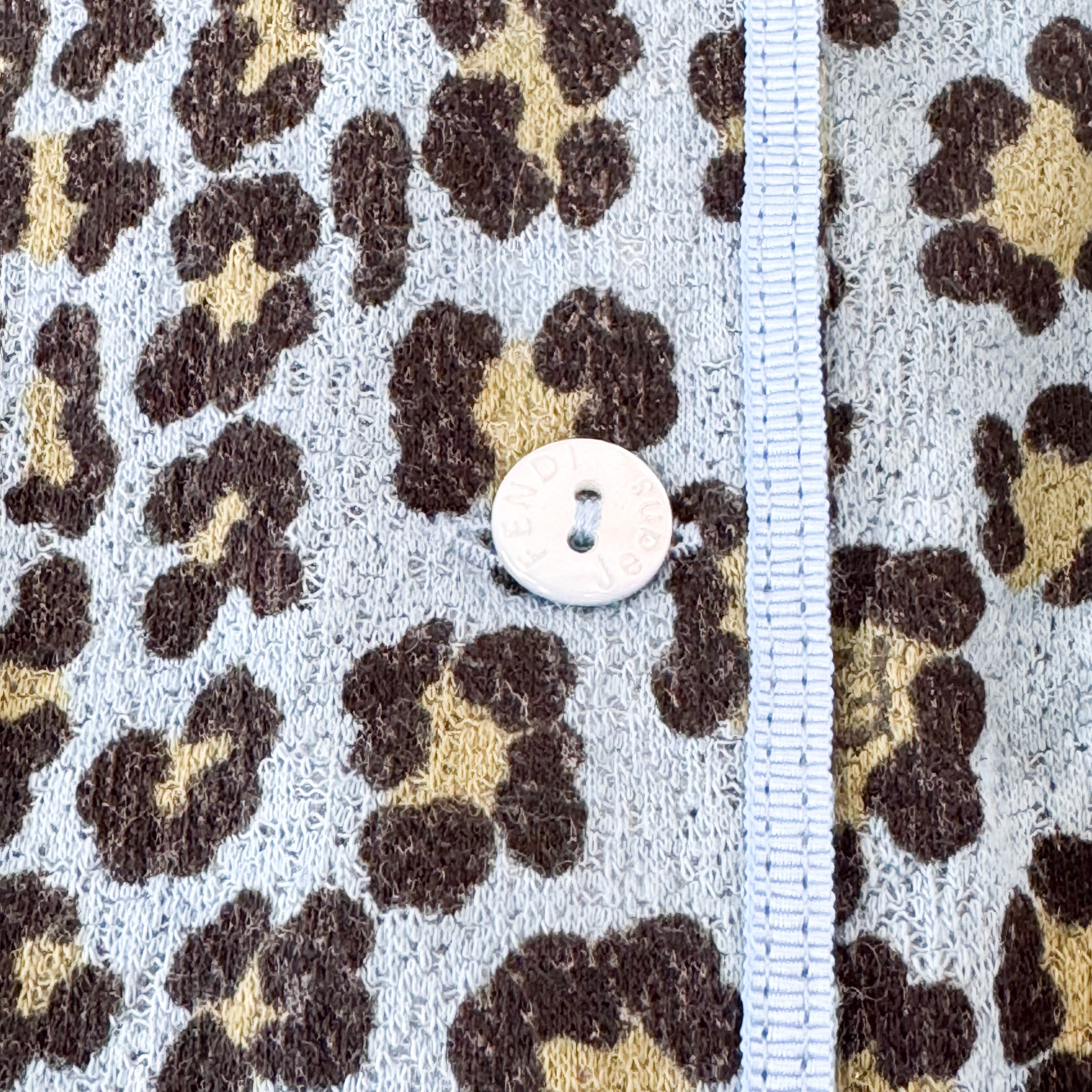 Vintage Cotton Knit with Blue Leopard Print SIZE 38