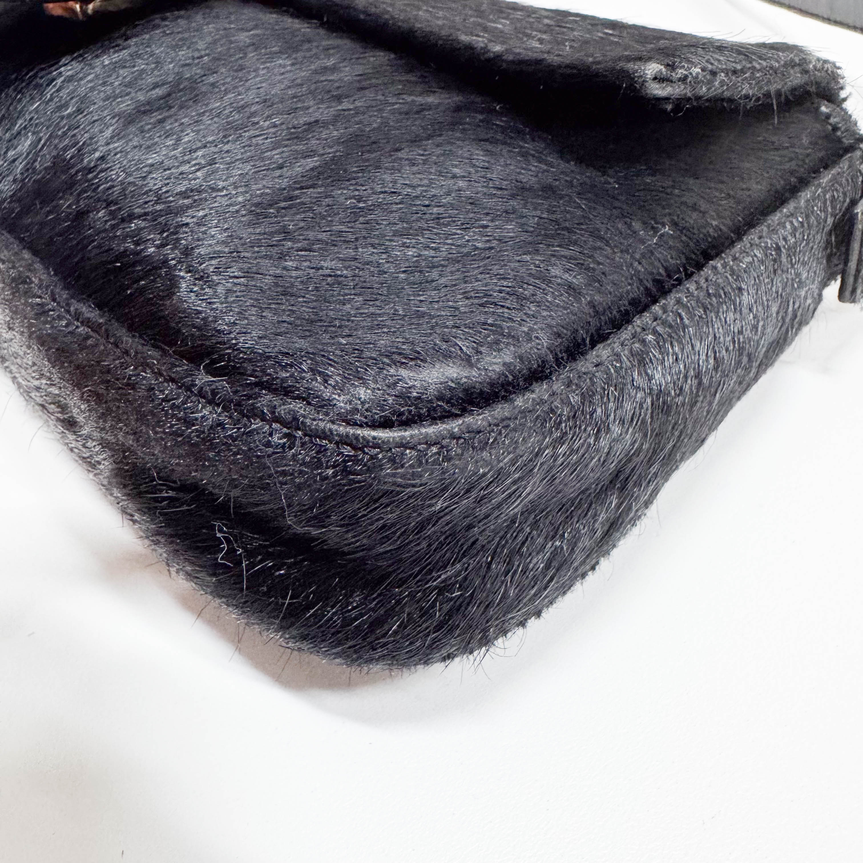 Baguette Black Pony Hair Shoulder Bag