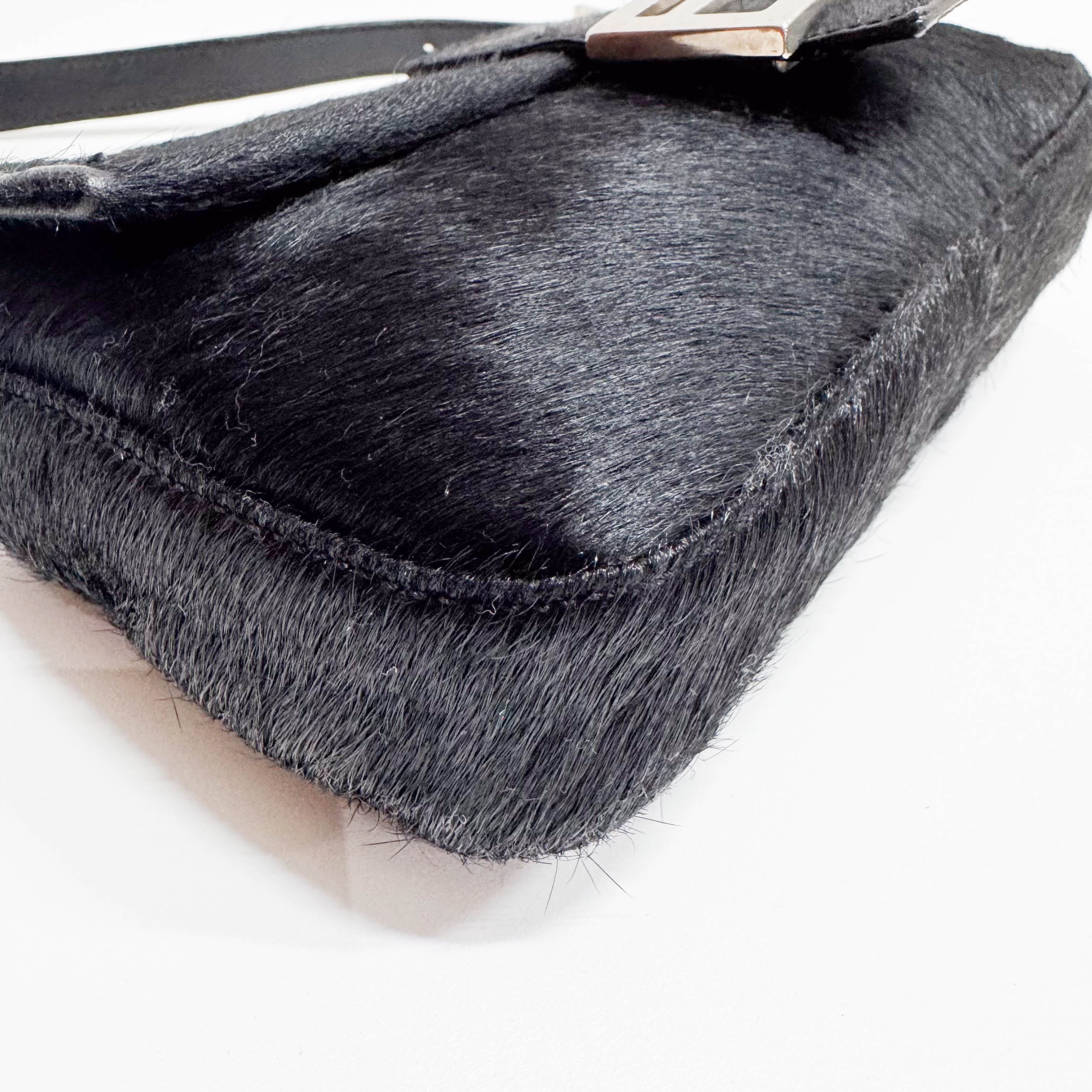 Baguette Black Pony Hair Shoulder Bag