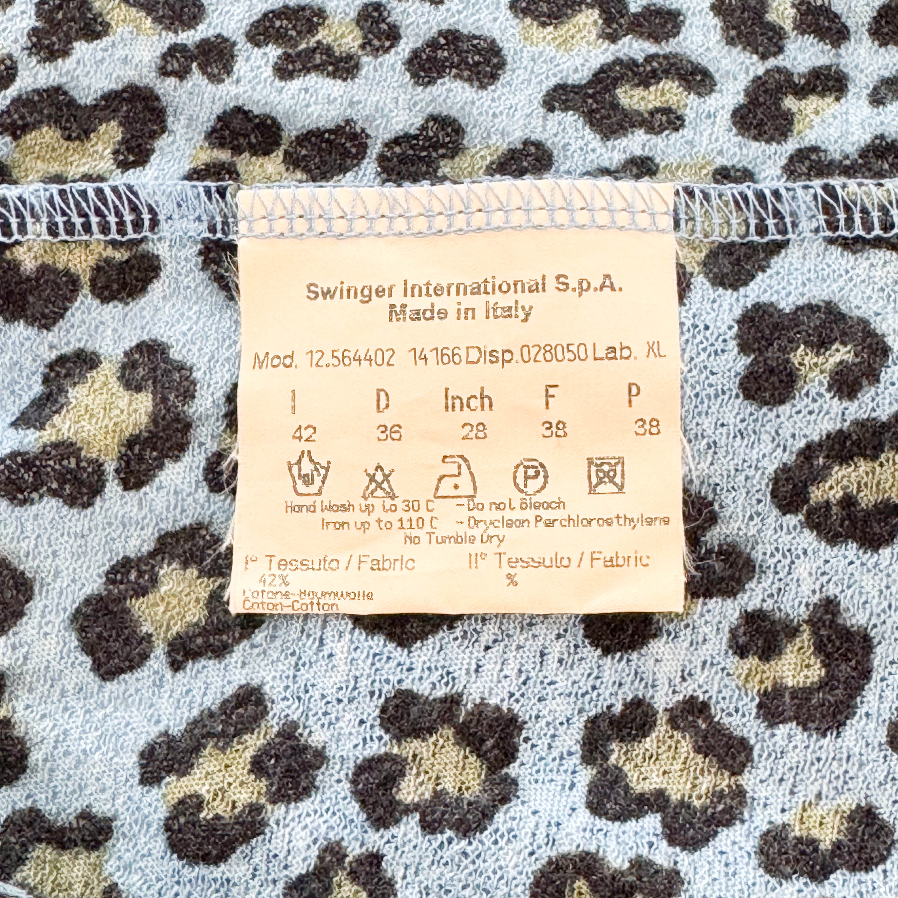 Vintage Cotton Knit with Blue Leopard Print SIZE 38