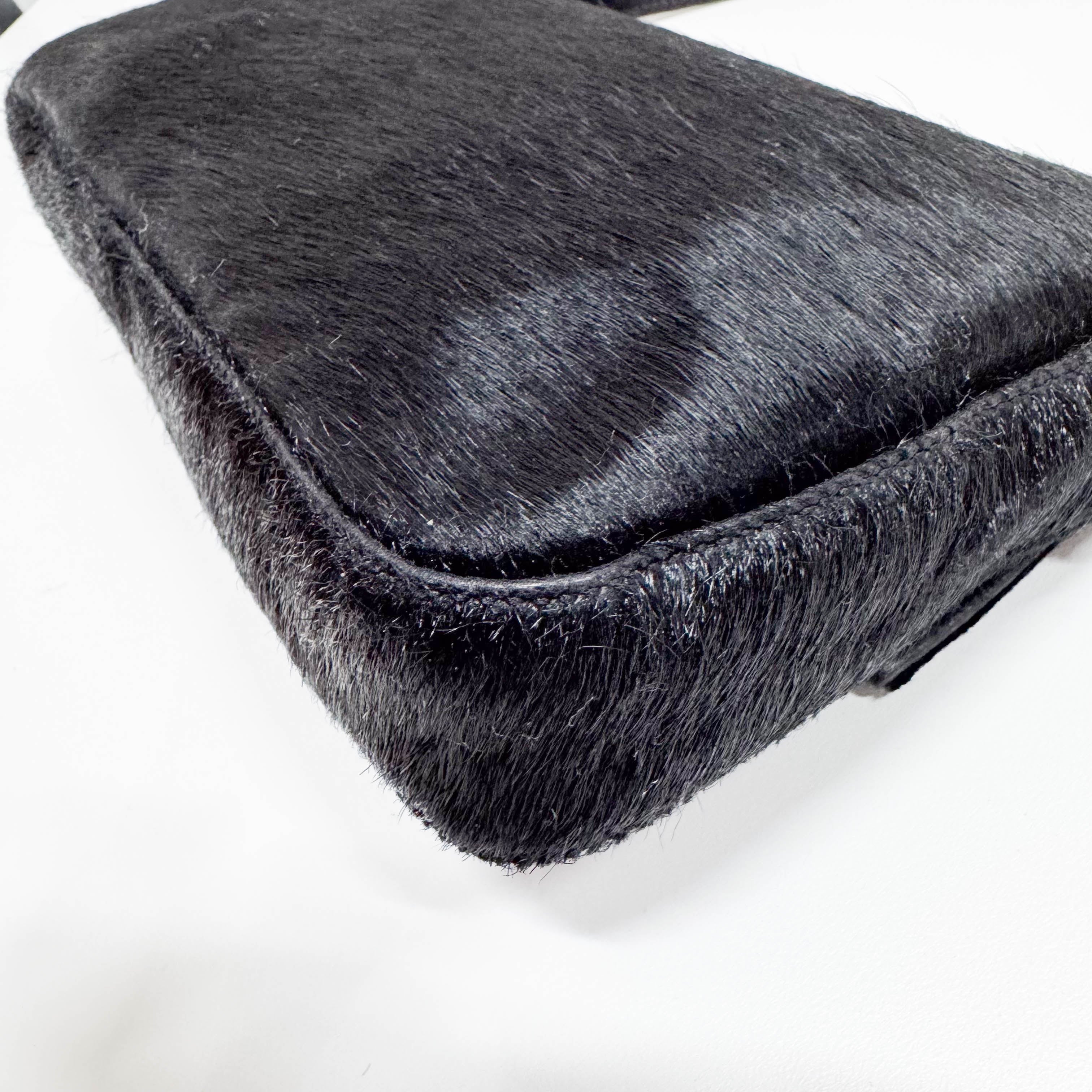 Baguette Black Pony Hair Shoulder Bag