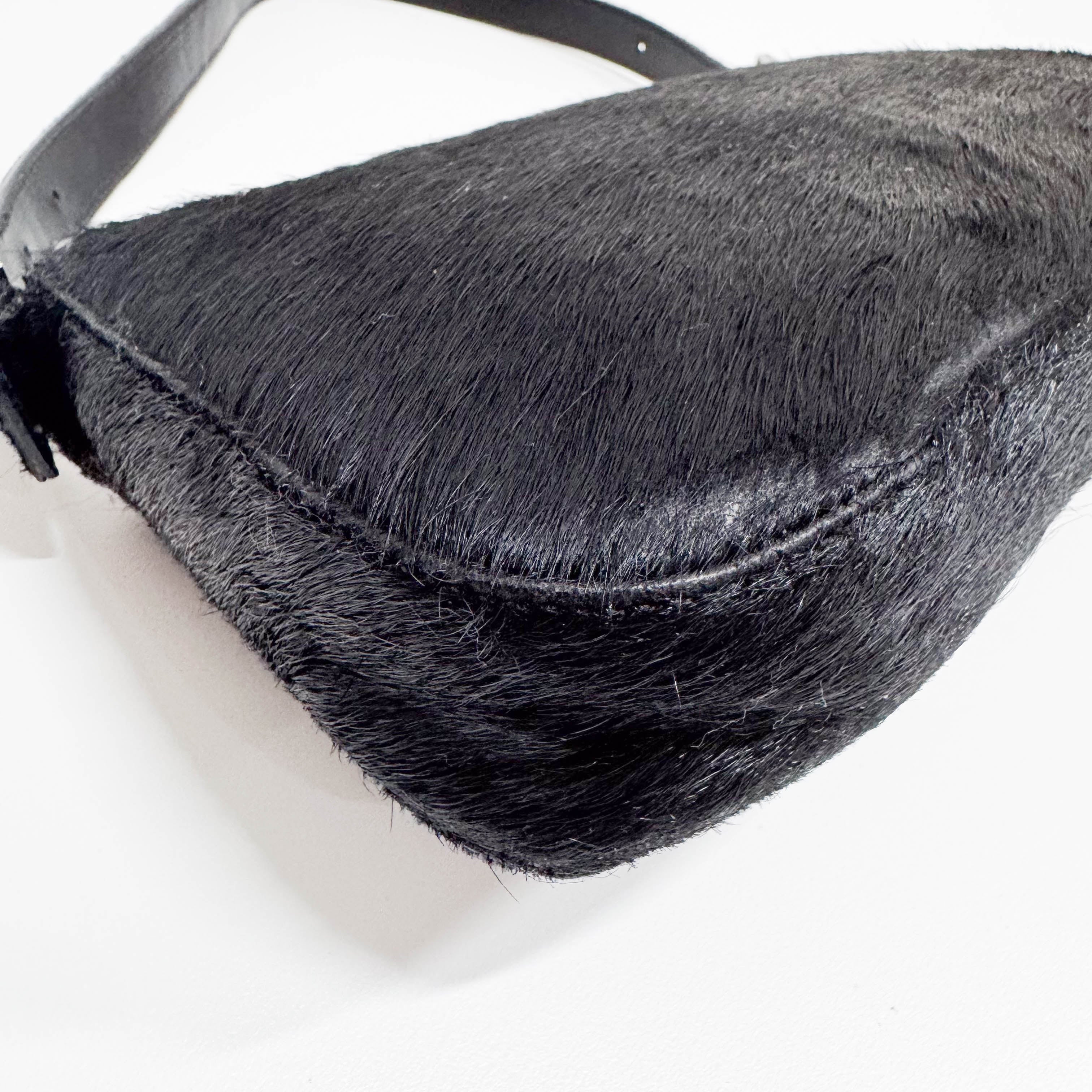 Baguette Black Pony Hair Shoulder Bag