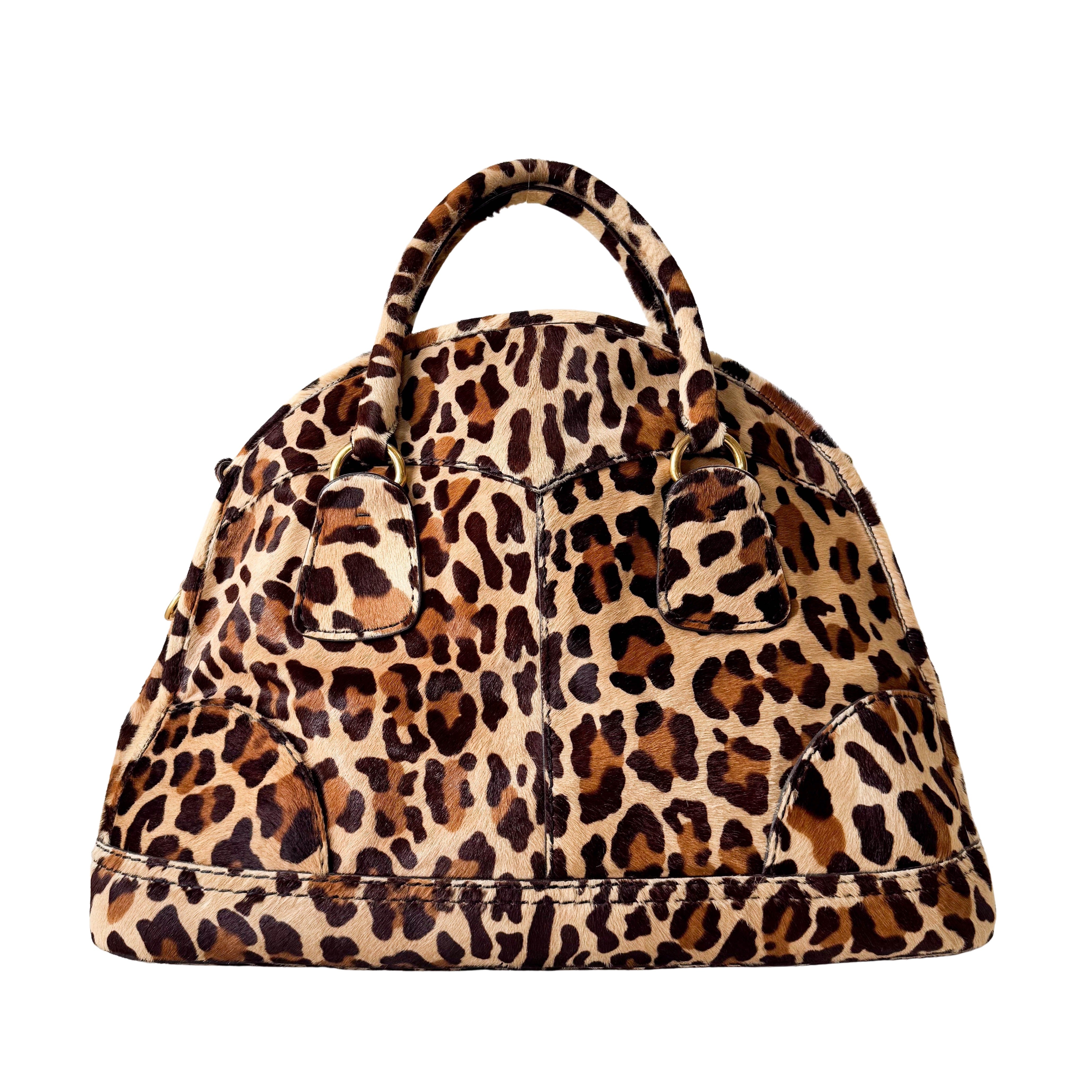 Leopard Print Pony Hair Bowling Bag