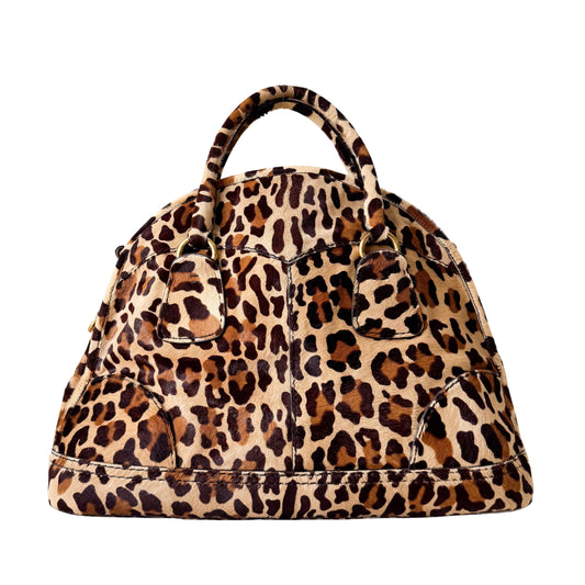 Leopard Print Pony Hair Bowling Bag
