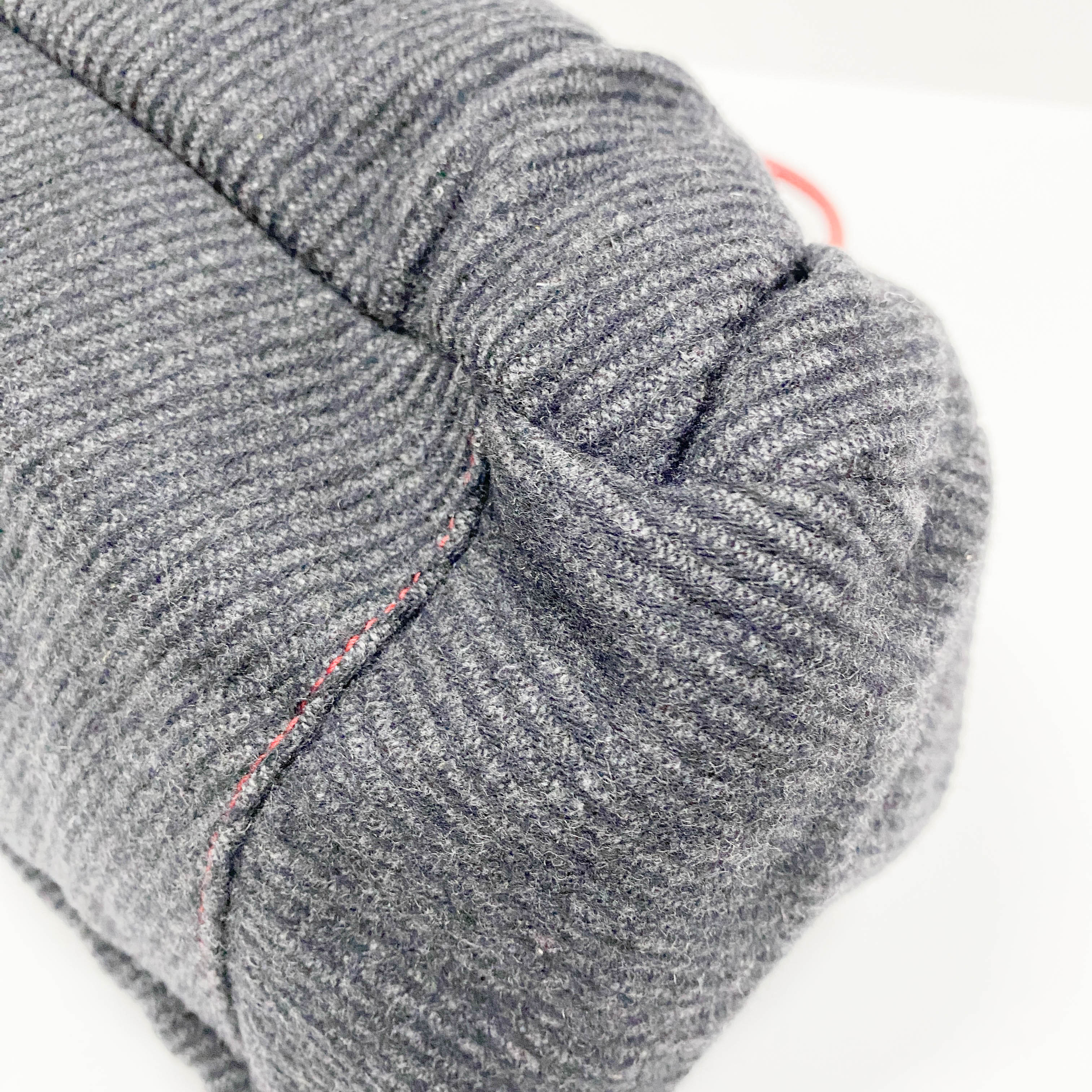 Black Wool & Red Leather Shoulder Bag