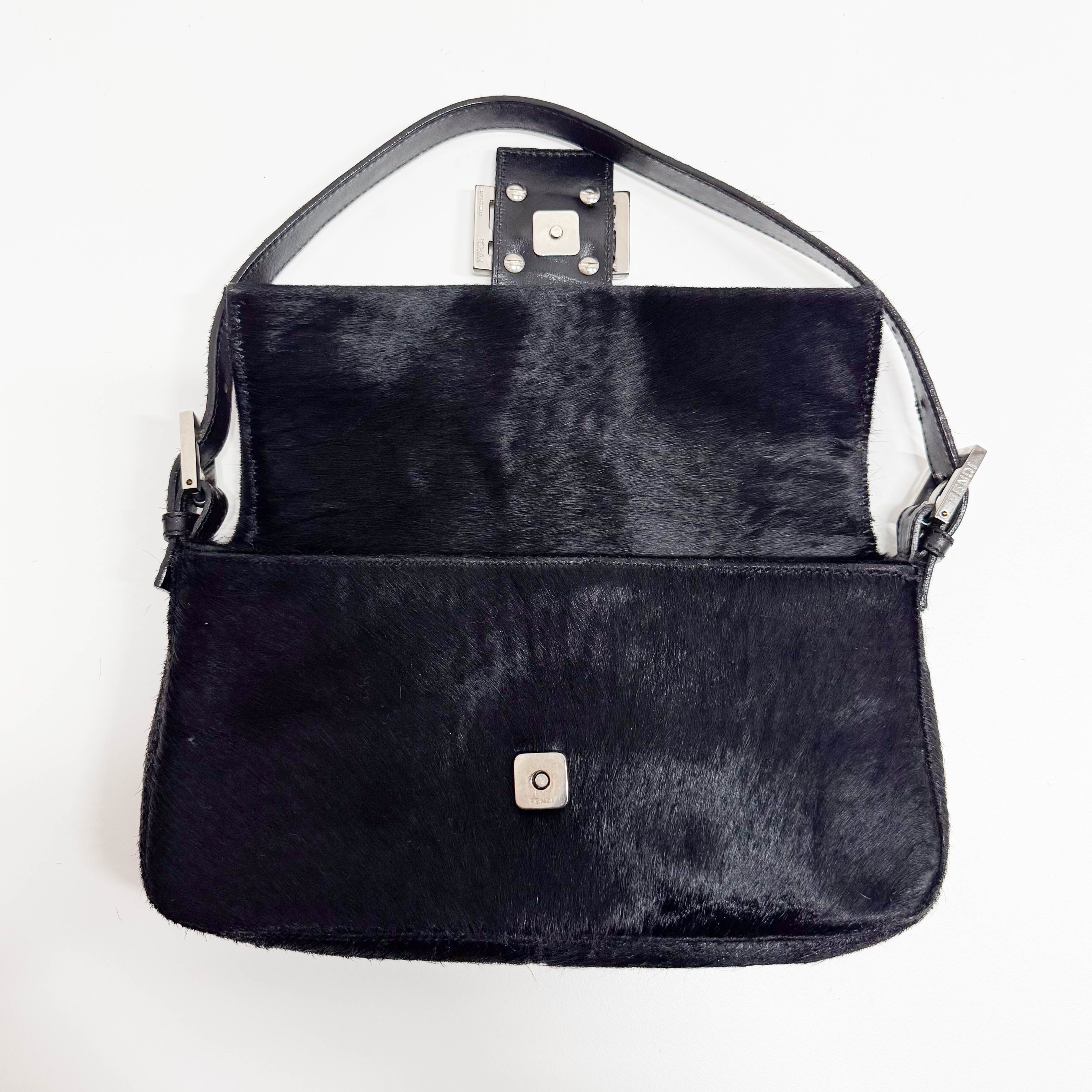 Baguette Black Pony Hair Shoulder Bag