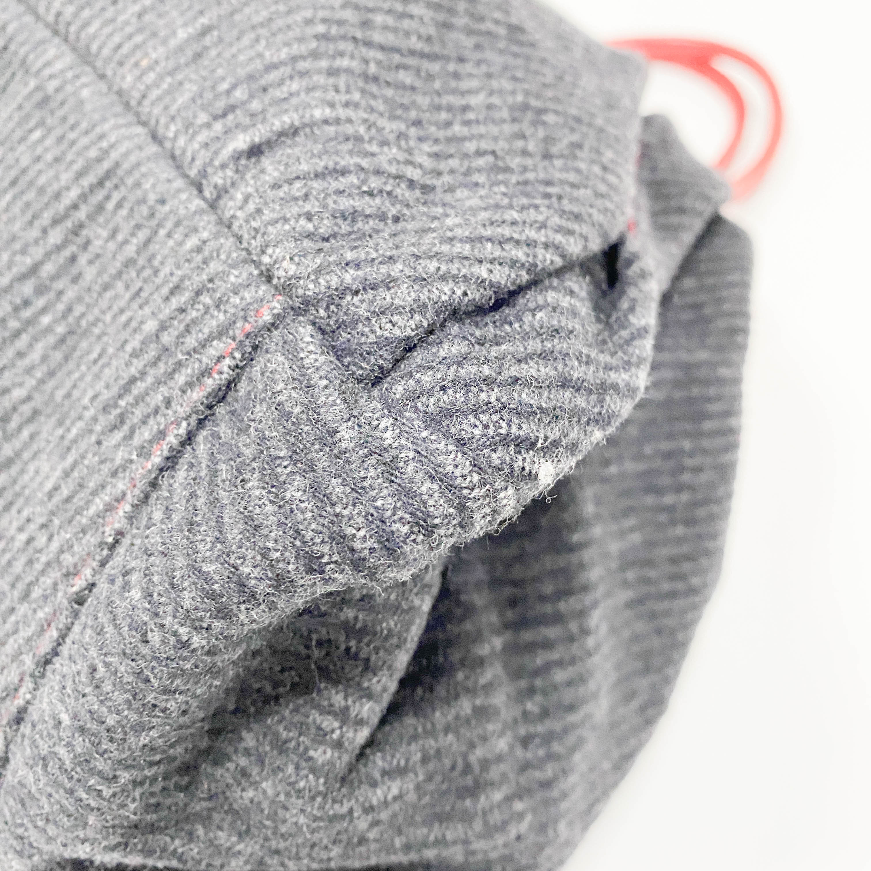 Black Wool & Red Leather Shoulder Bag