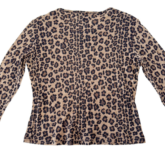 Vintage Wool T-Shirt with Brown Leopard Print SIZE 42