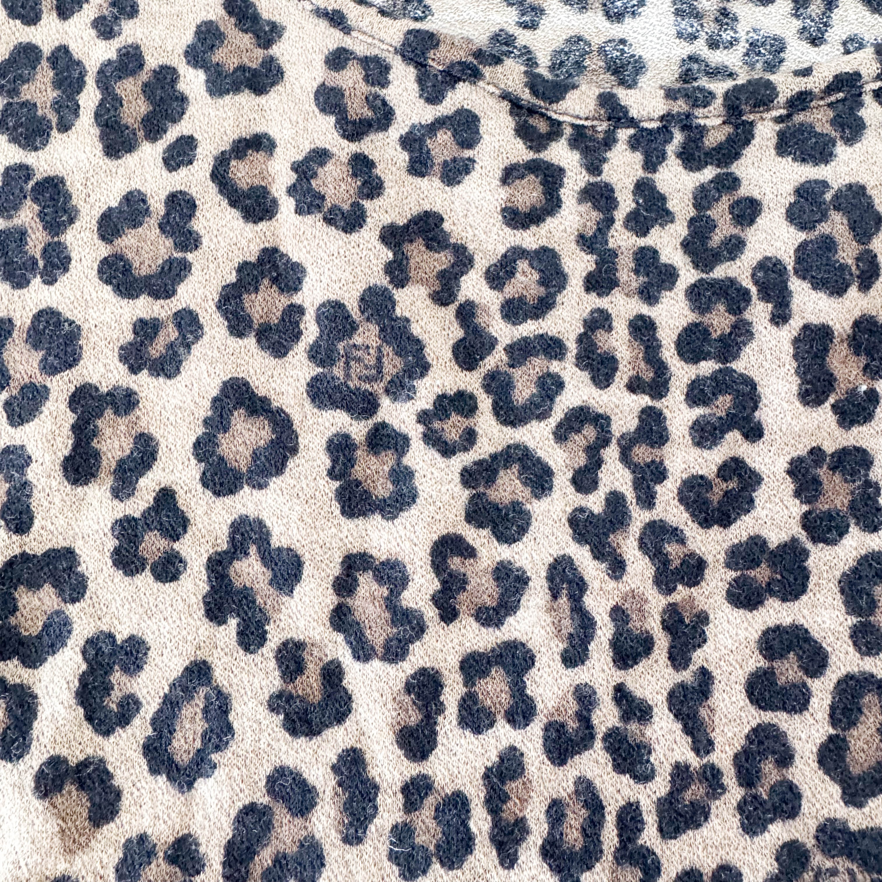 Vintage Wool T-Shirt with Brown Leopard Print SIZE 42