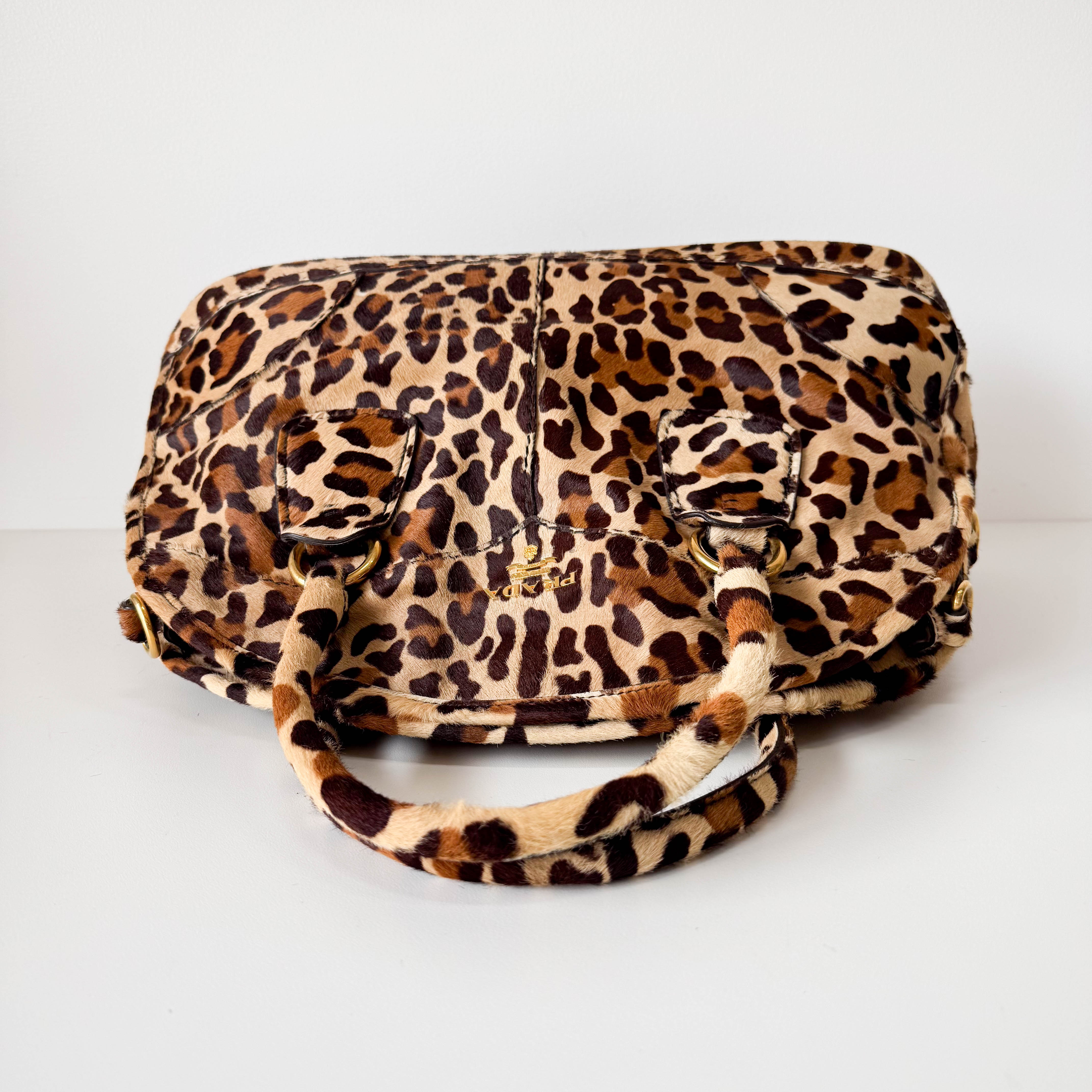 Leopard Print Pony Hair Bowling Bag