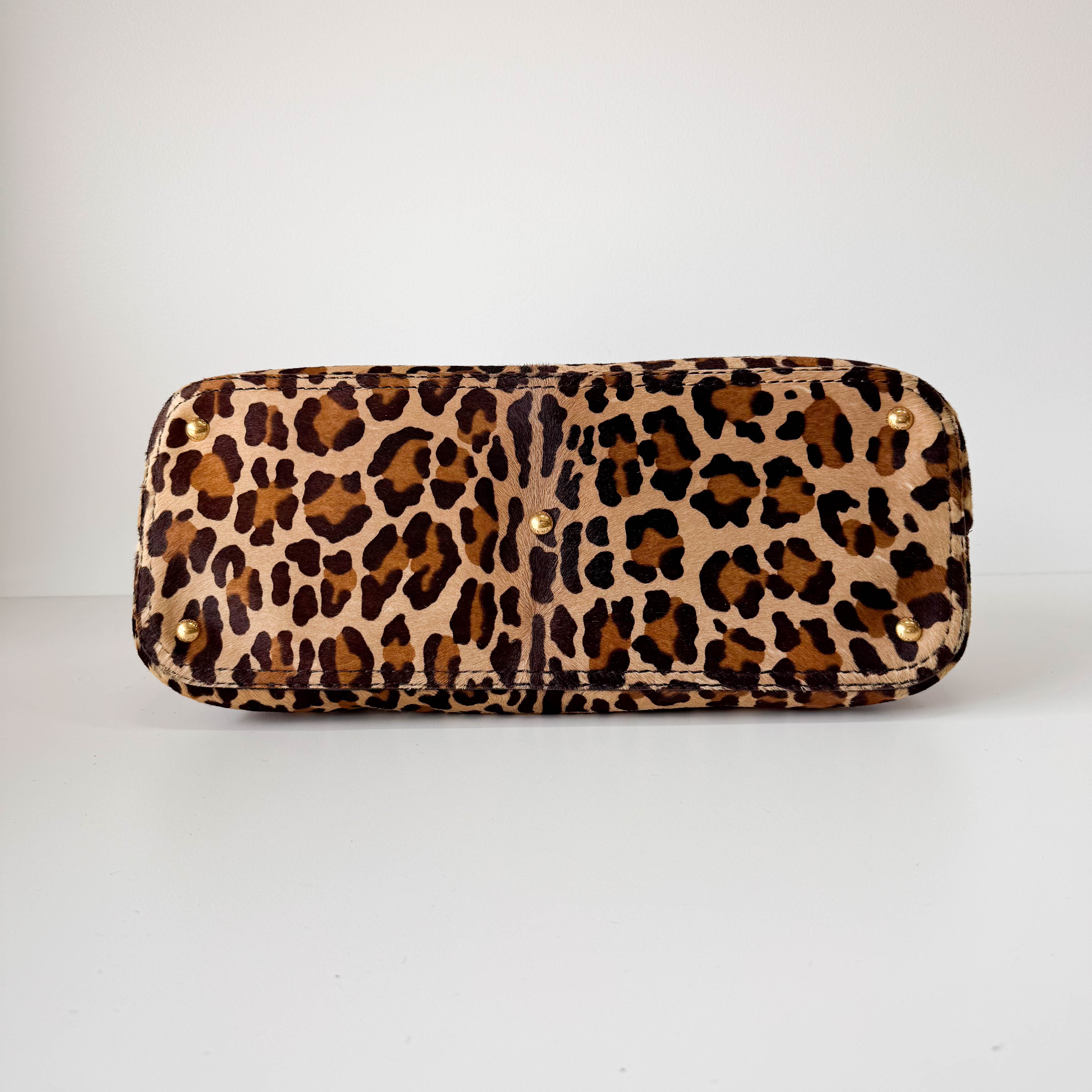 Leopard Print Pony Hair Bowling Bag