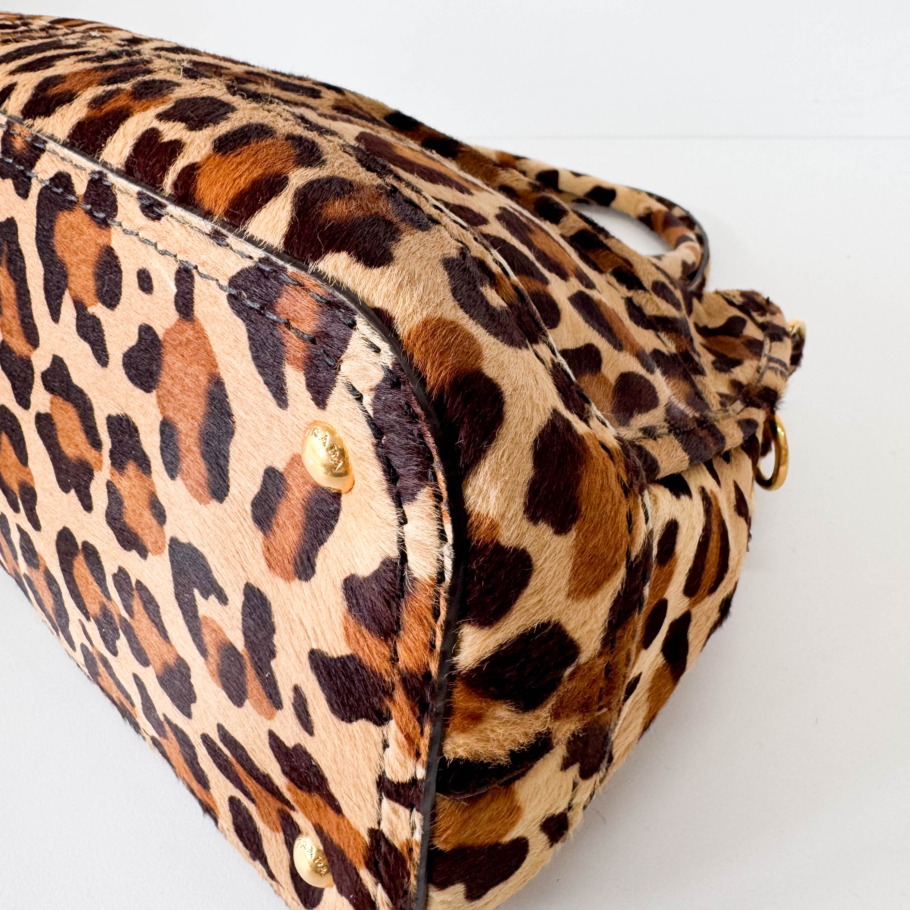 Leopard Print Pony Hair Bowling Bag