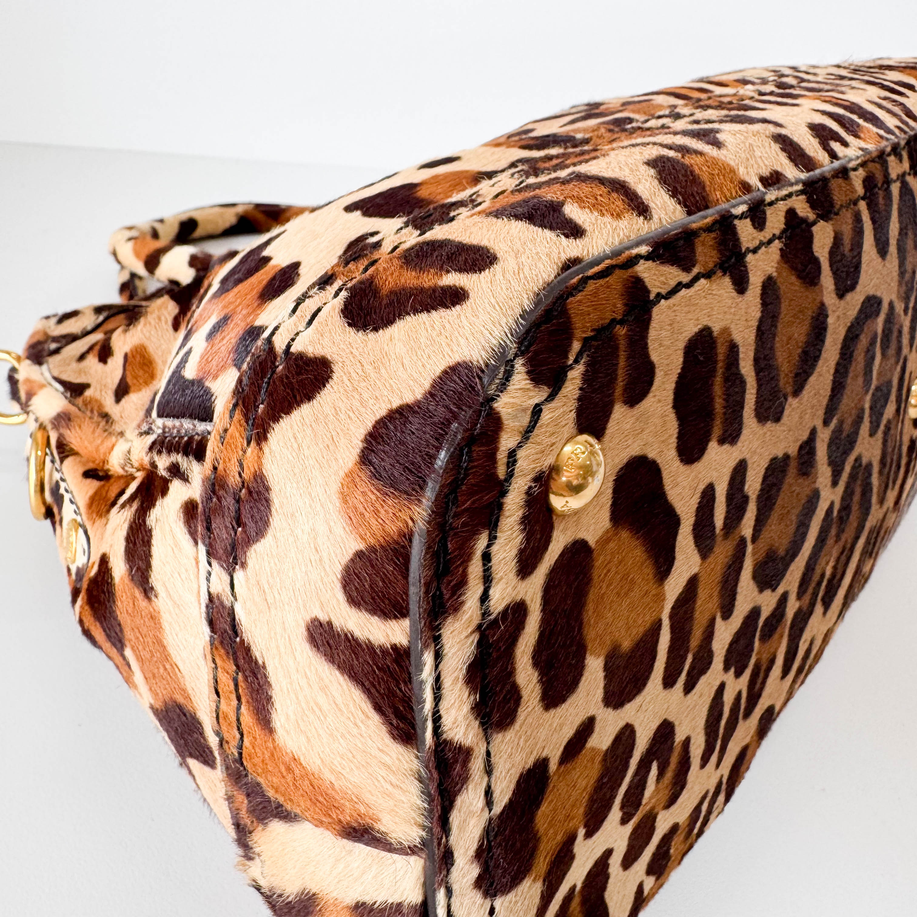 Leopard Print Pony Hair Bowling Bag