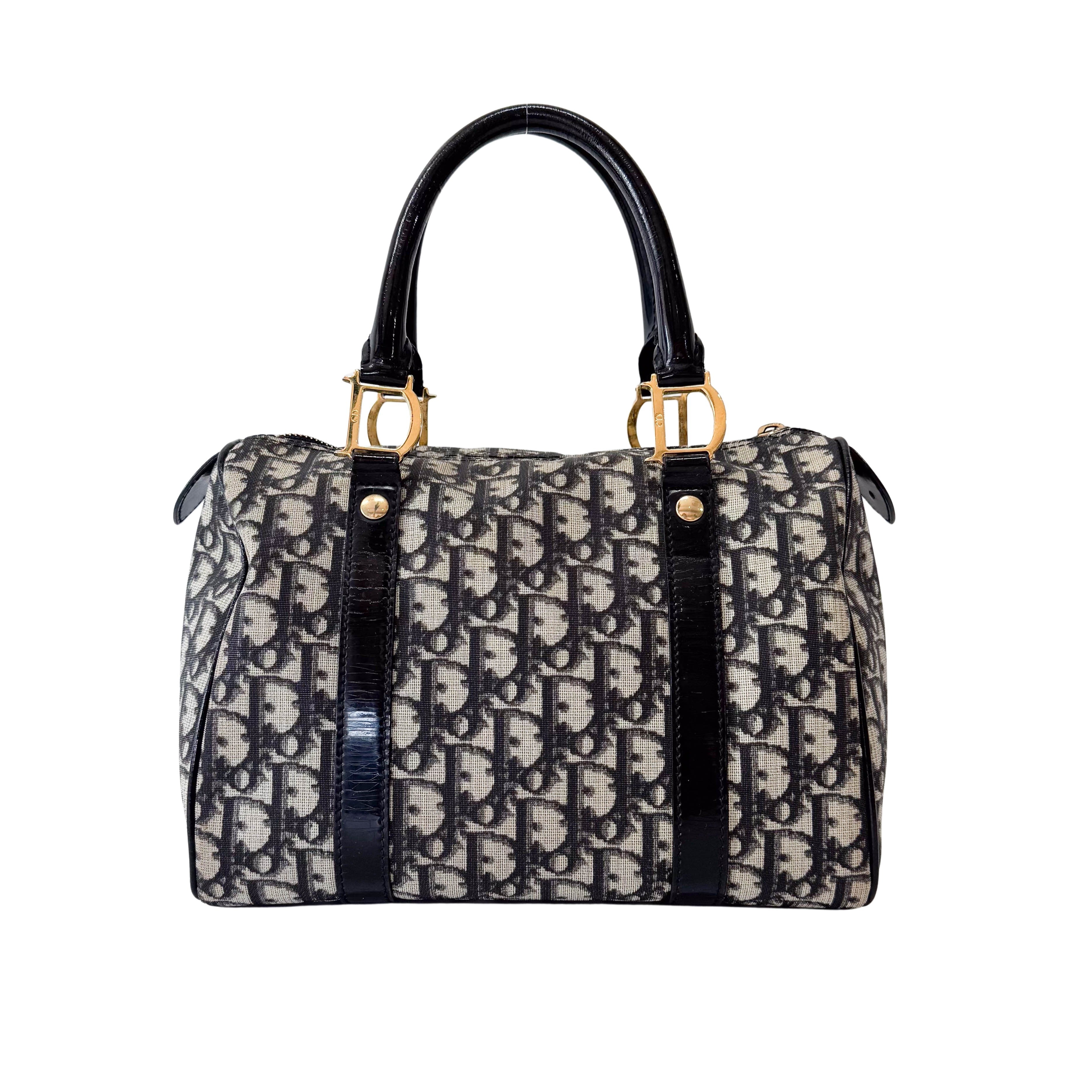 Navy Trotter Mini Boston Handbag