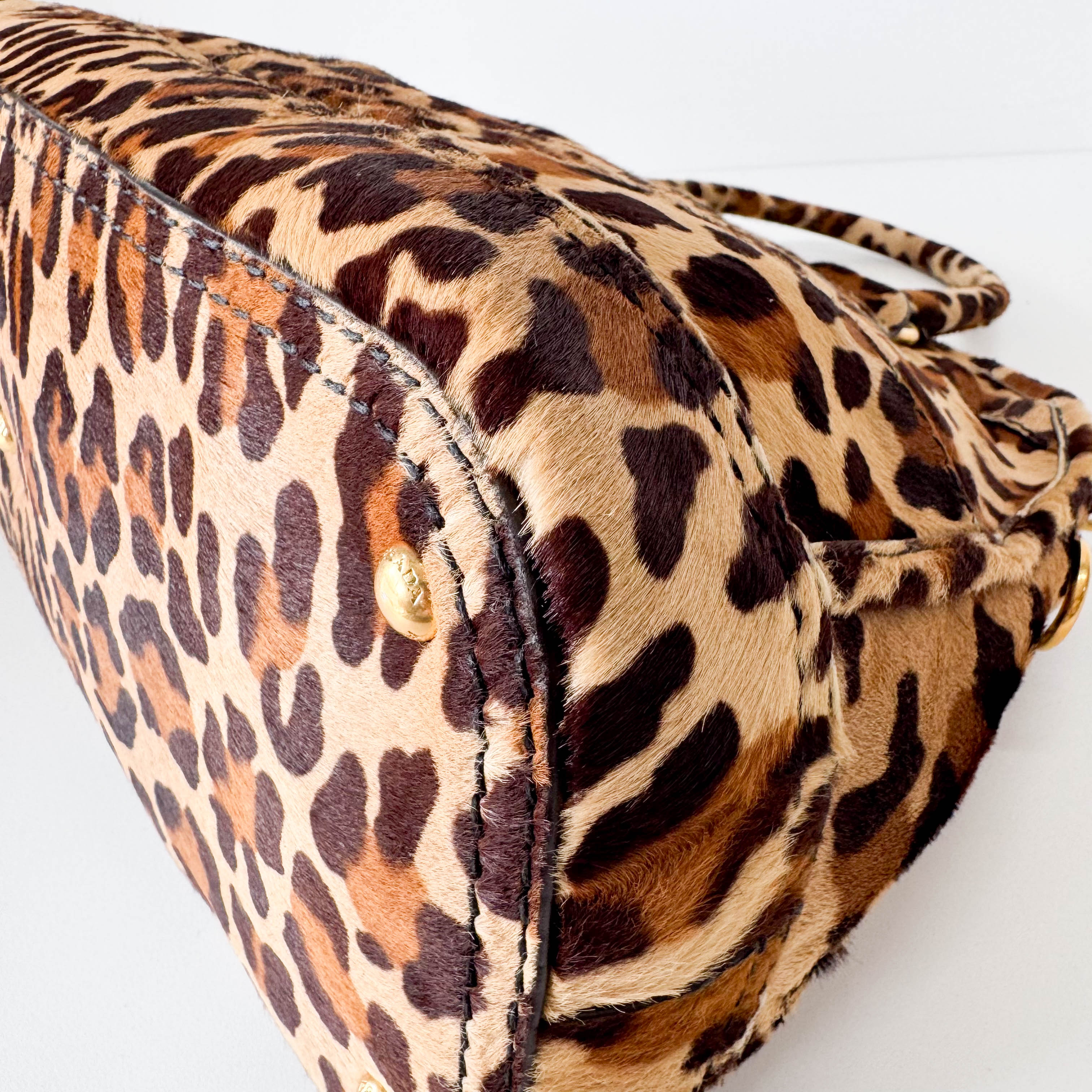 Leopard Print Pony Hair Bowling Bag