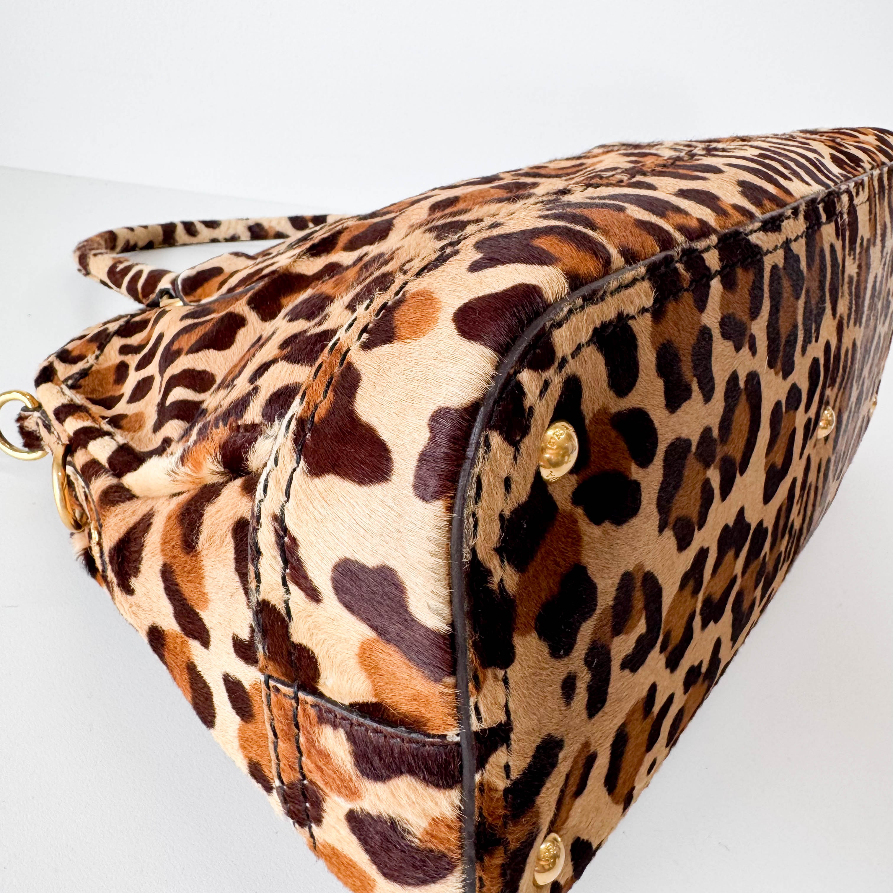 Leopard Print Pony Hair Bowling Bag