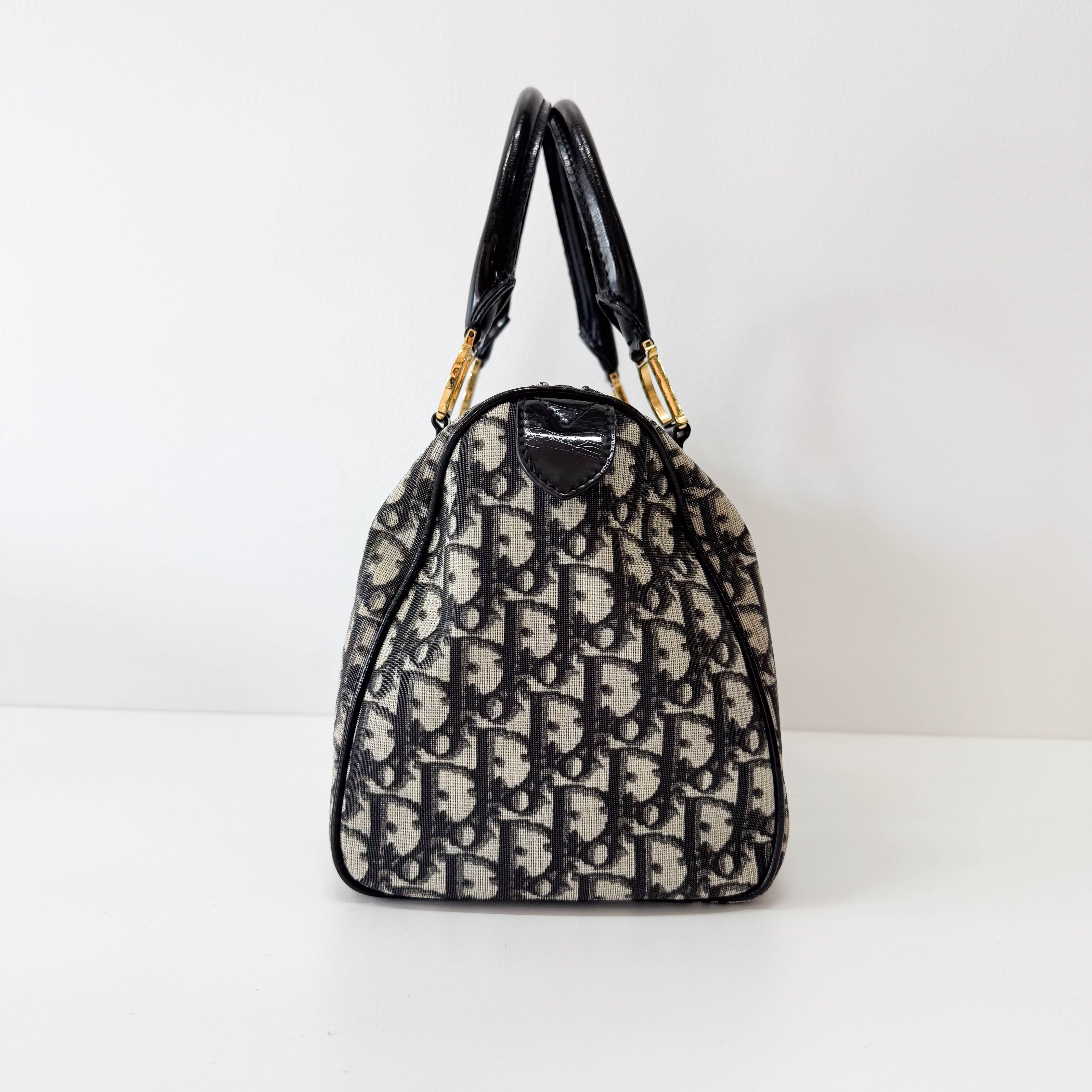 Navy Trotter Mini Boston Handbag