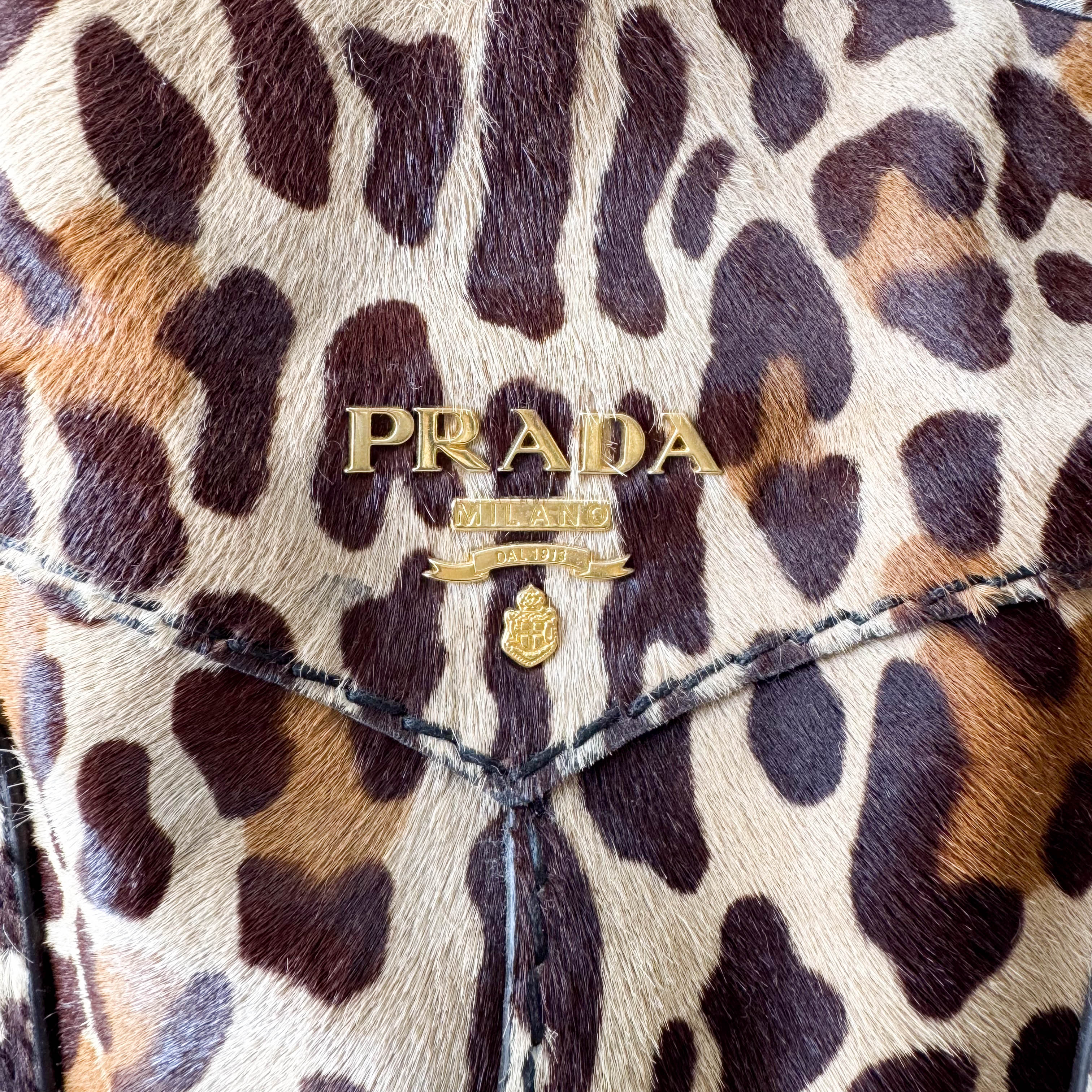 Leopard Print Pony Hair Bowling Bag