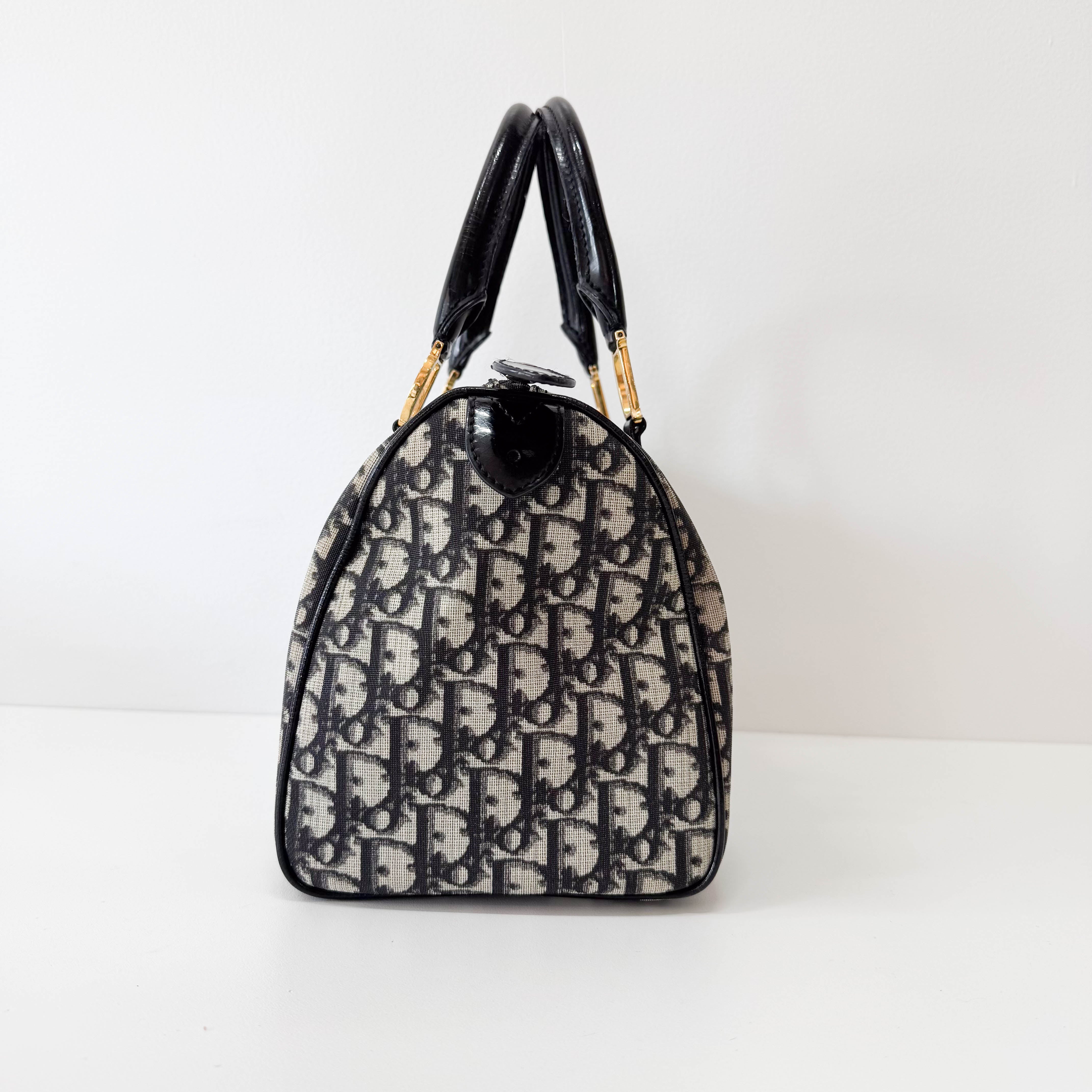 Navy Trotter Mini Boston Handbag