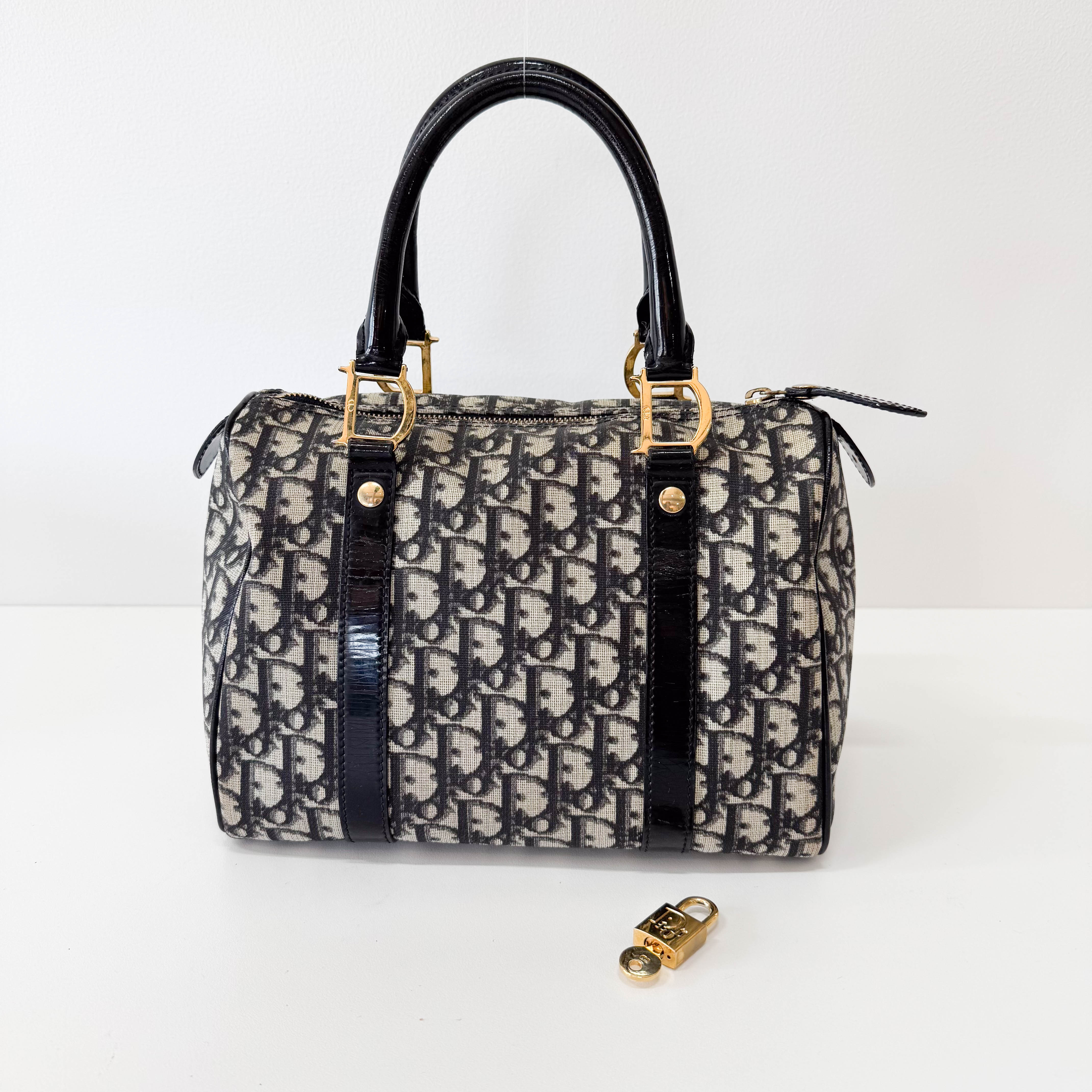 Navy Trotter Mini Boston Handbag